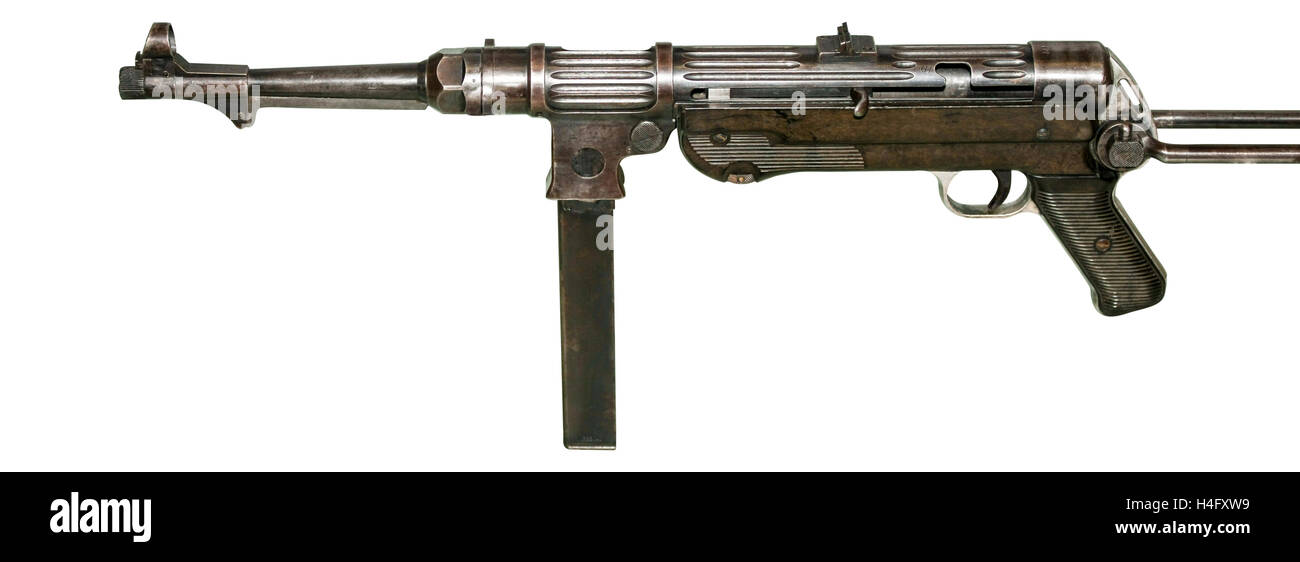 Deutsch MP-38 Submachine-gun von Weltkrieg zwei isoliert auf weiss Stockfoto