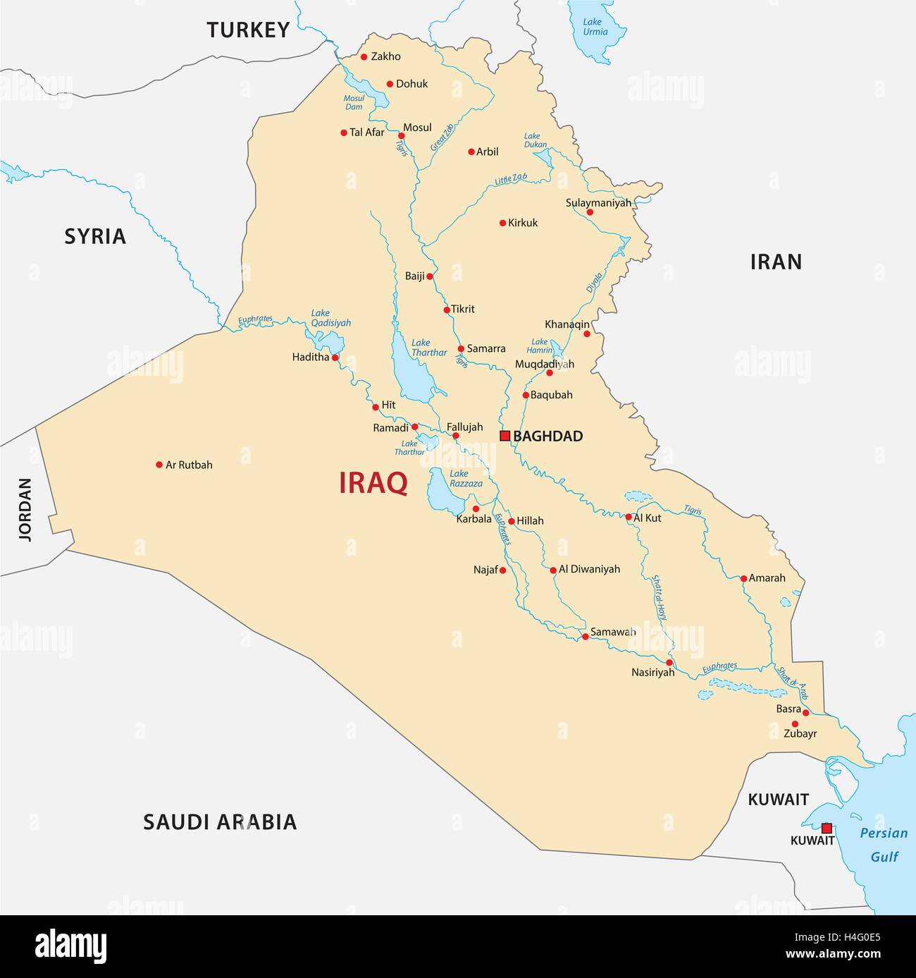 Politische Landkarte Irak Stock Vektor
