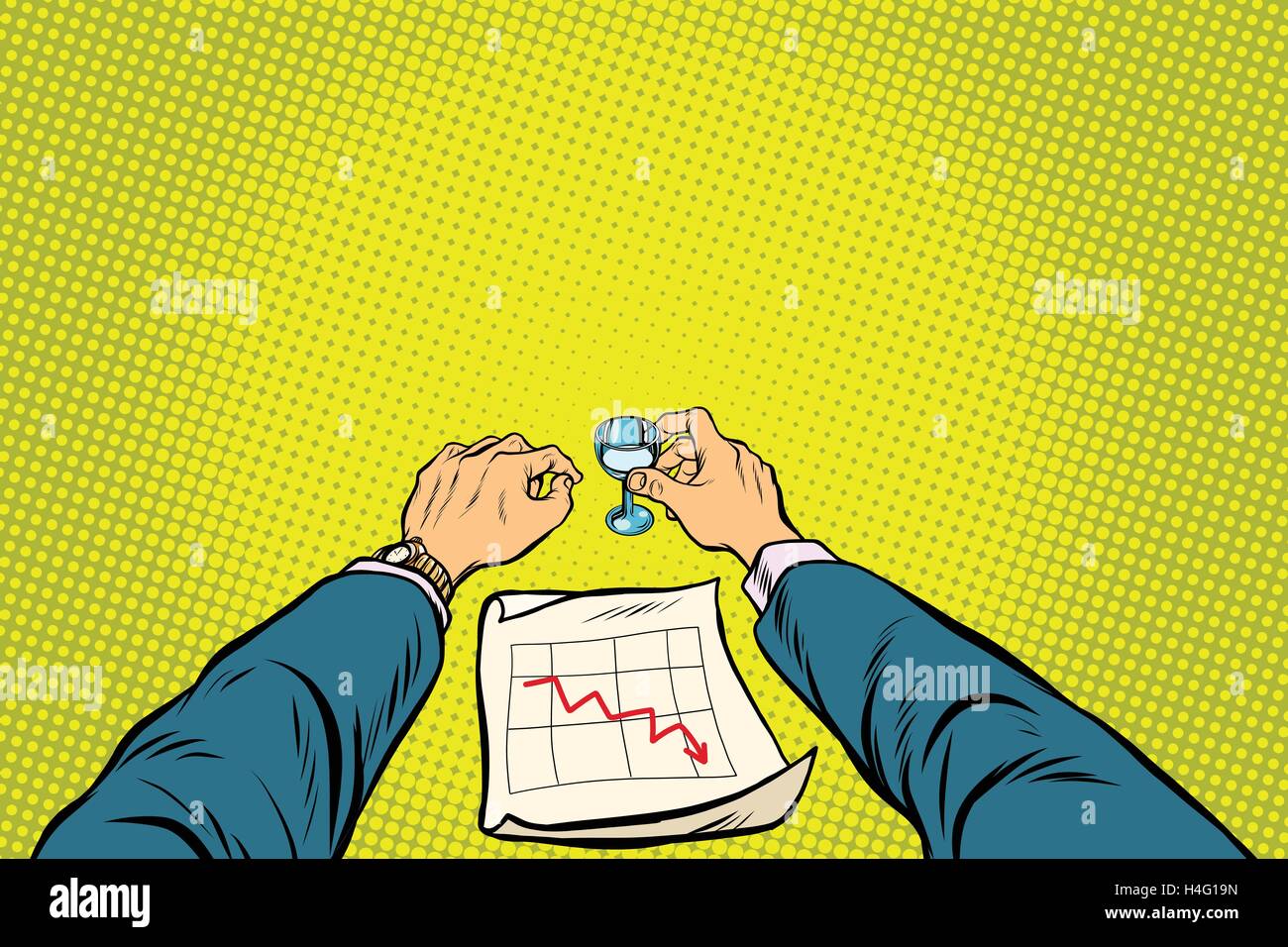 Geschäft ist schlecht, der Geschäftsmann betrunken Stock Vektor