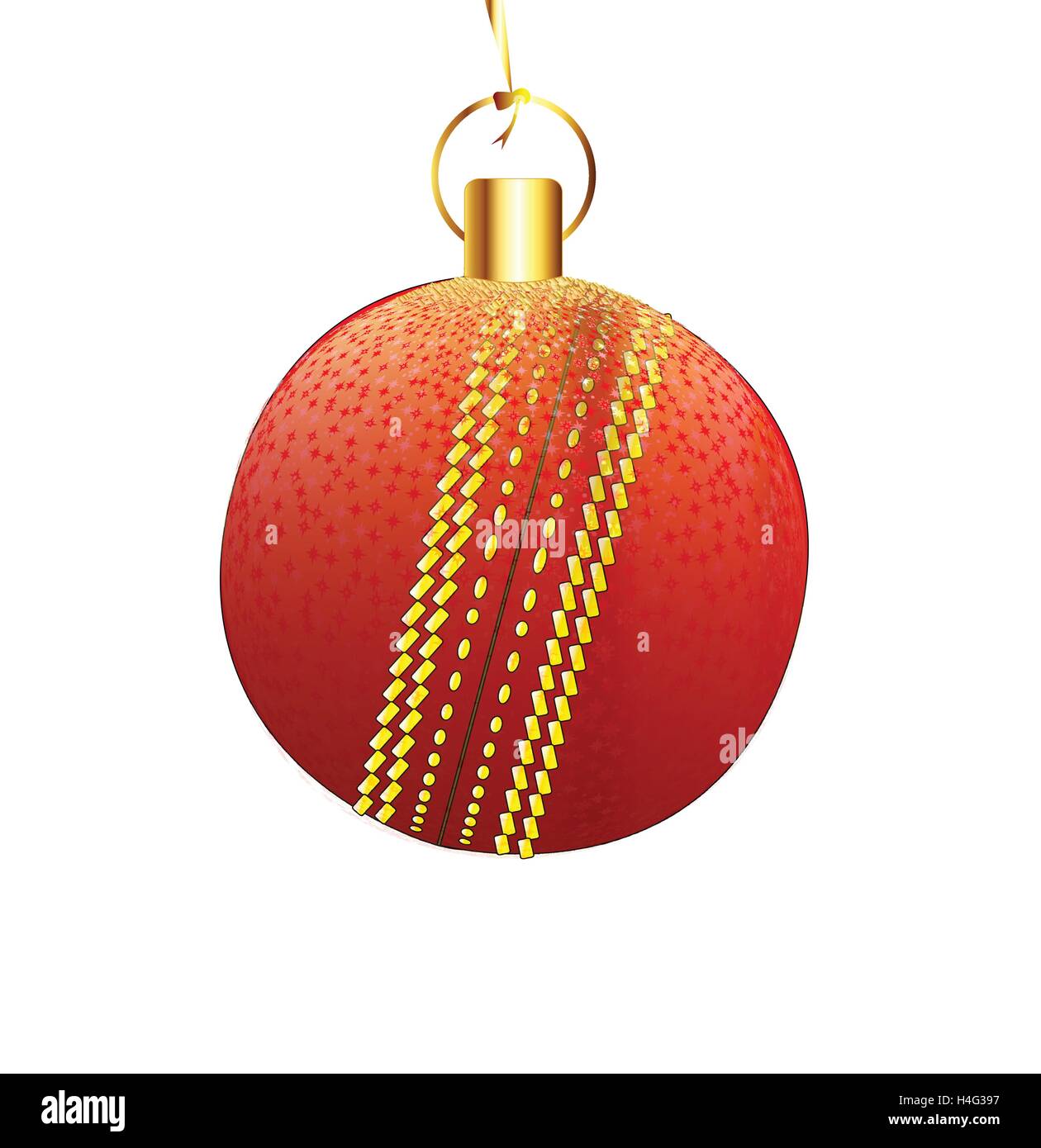 Gold und Spakly Weihnachtsbaum Kricket Kugel Dekoration Stock Vektor