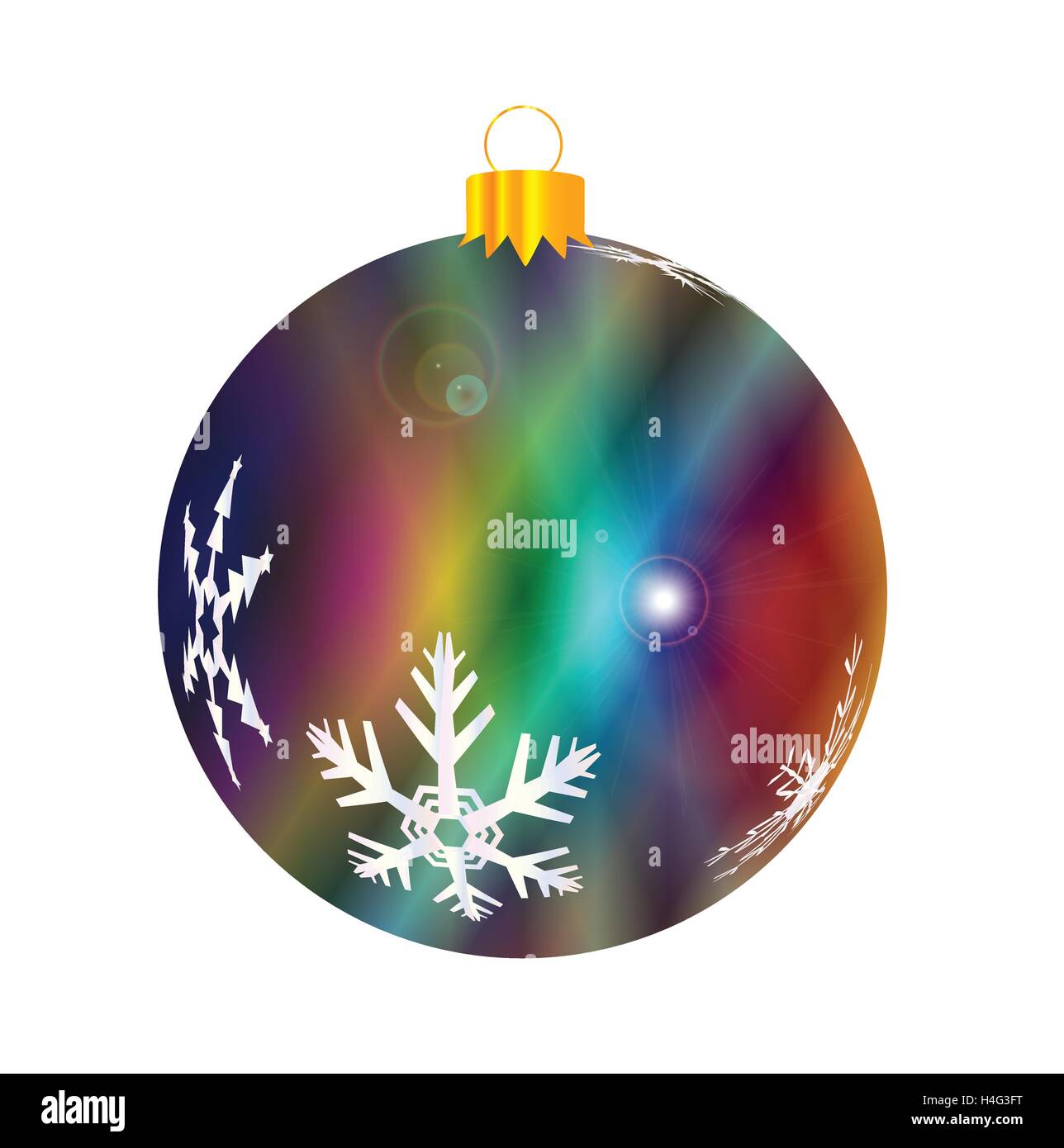 Eine glänzende jazz mehrfarbig Weihnachts-Dekoration mit Schneeflocke Muster isoliert auf weißem Hintergrund. Stock Vektor