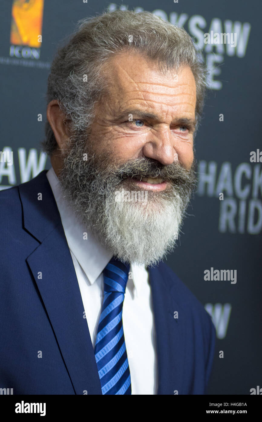 Sydney, Australien 16. Oktober 2016: Mel Gibson kommt vor der australischen Premiere der Säge Ridge am Staatstheater. Bildnachweis: Mjmediabox/Alamy Live-Nachrichten Stockfoto