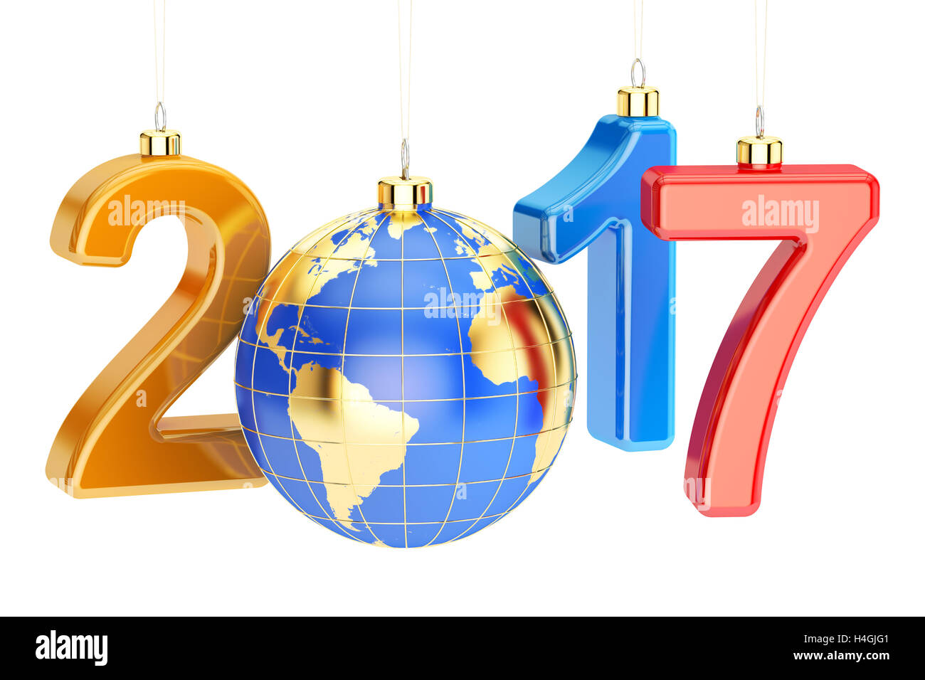 Neue Jahr 2017 Konzept, 3D-Rendering isolierten auf weißen Hintergrund Stockfoto