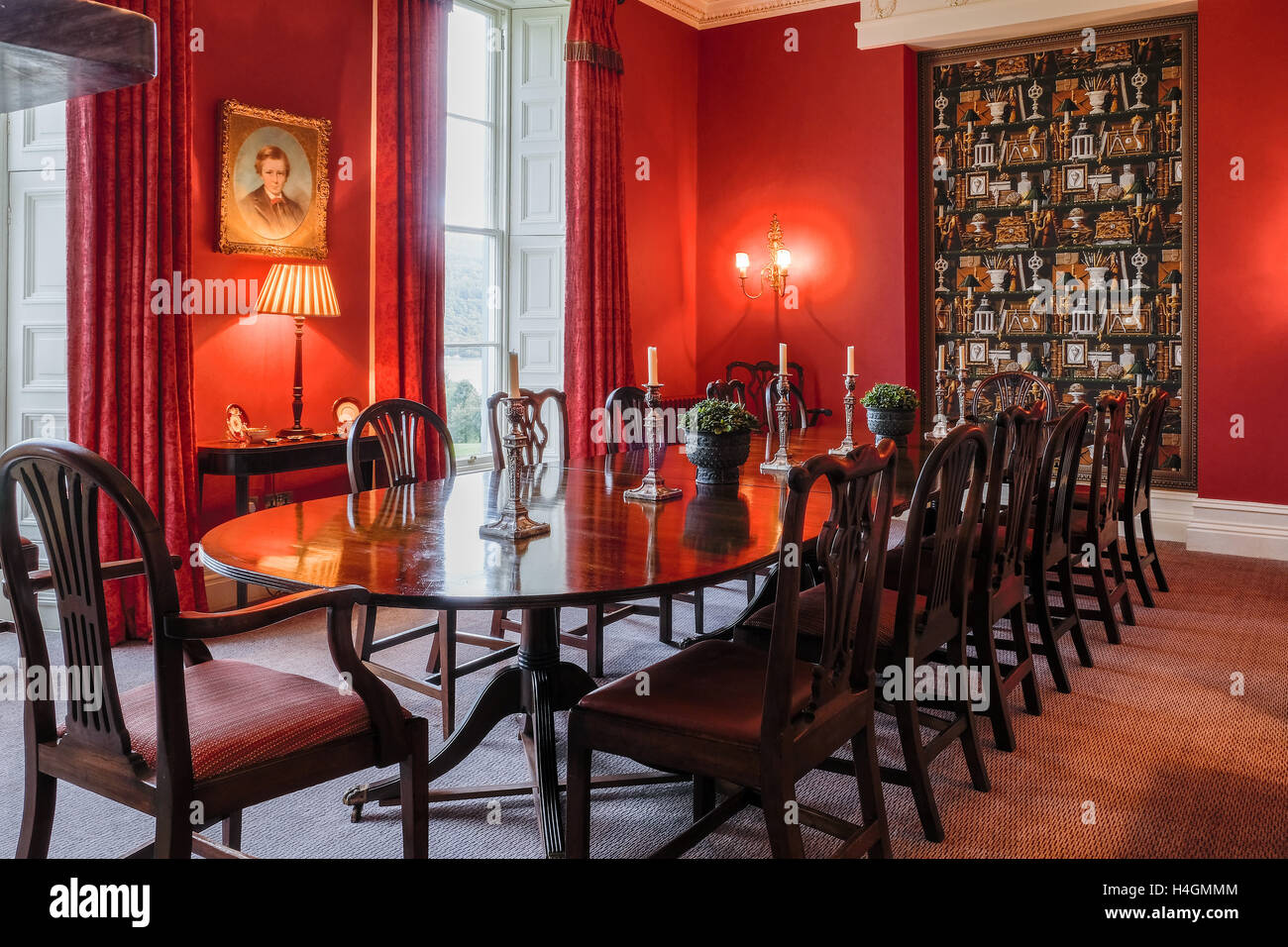 Großen Speisesaal in einem englischen Landhaus manor Stockfoto