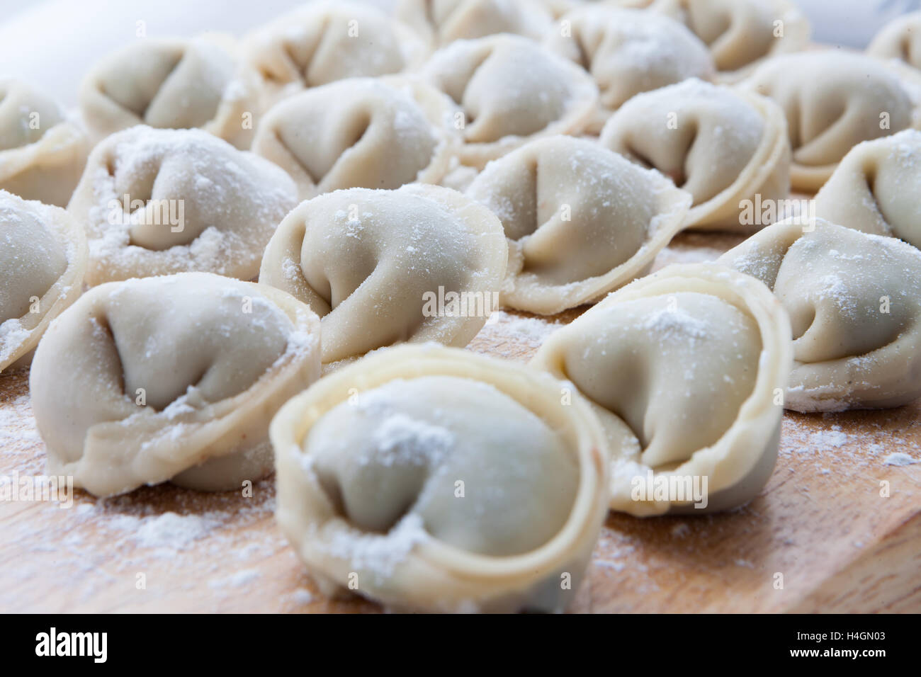 Russische echte hausgemachte Knödel Stockfoto