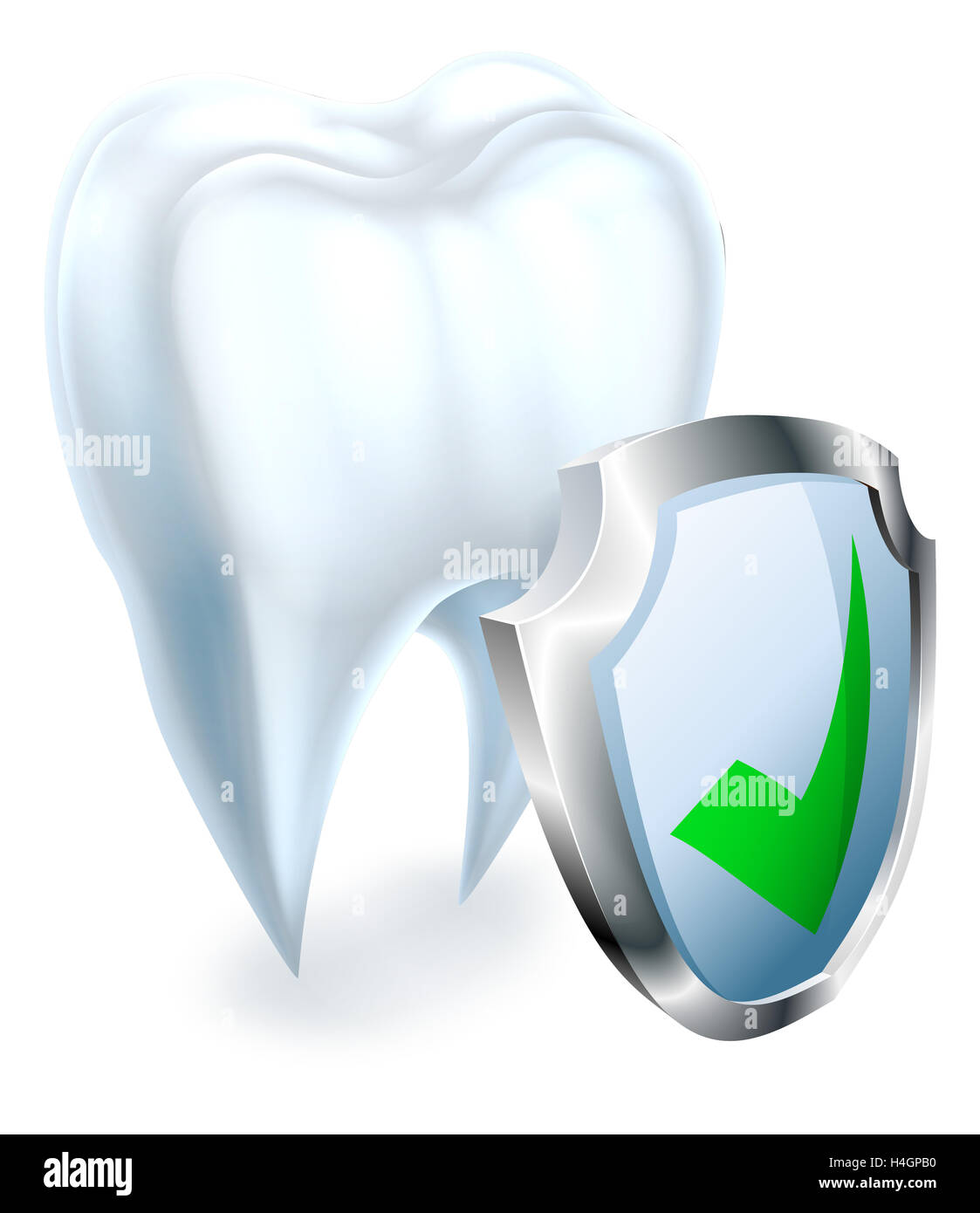 Eine zahnärztliche medizinische Illustration eines Schildes einen Zahn zu schützen Stockfoto