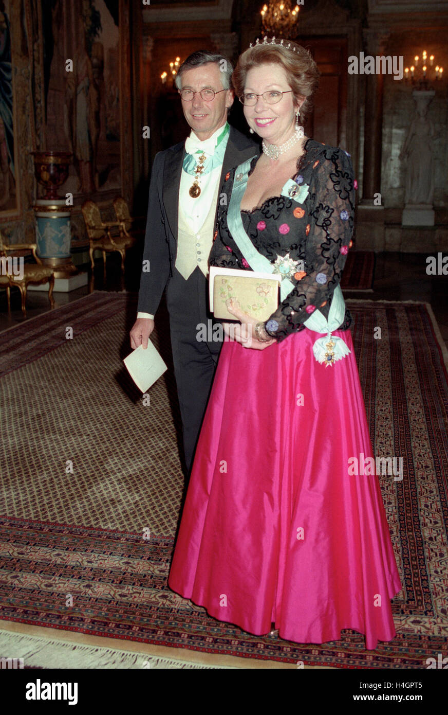 Prinzessin CHRISTINA mit Ehemann Tord Magnusson bei einem Bankett im Roayl Palace Stockfoto