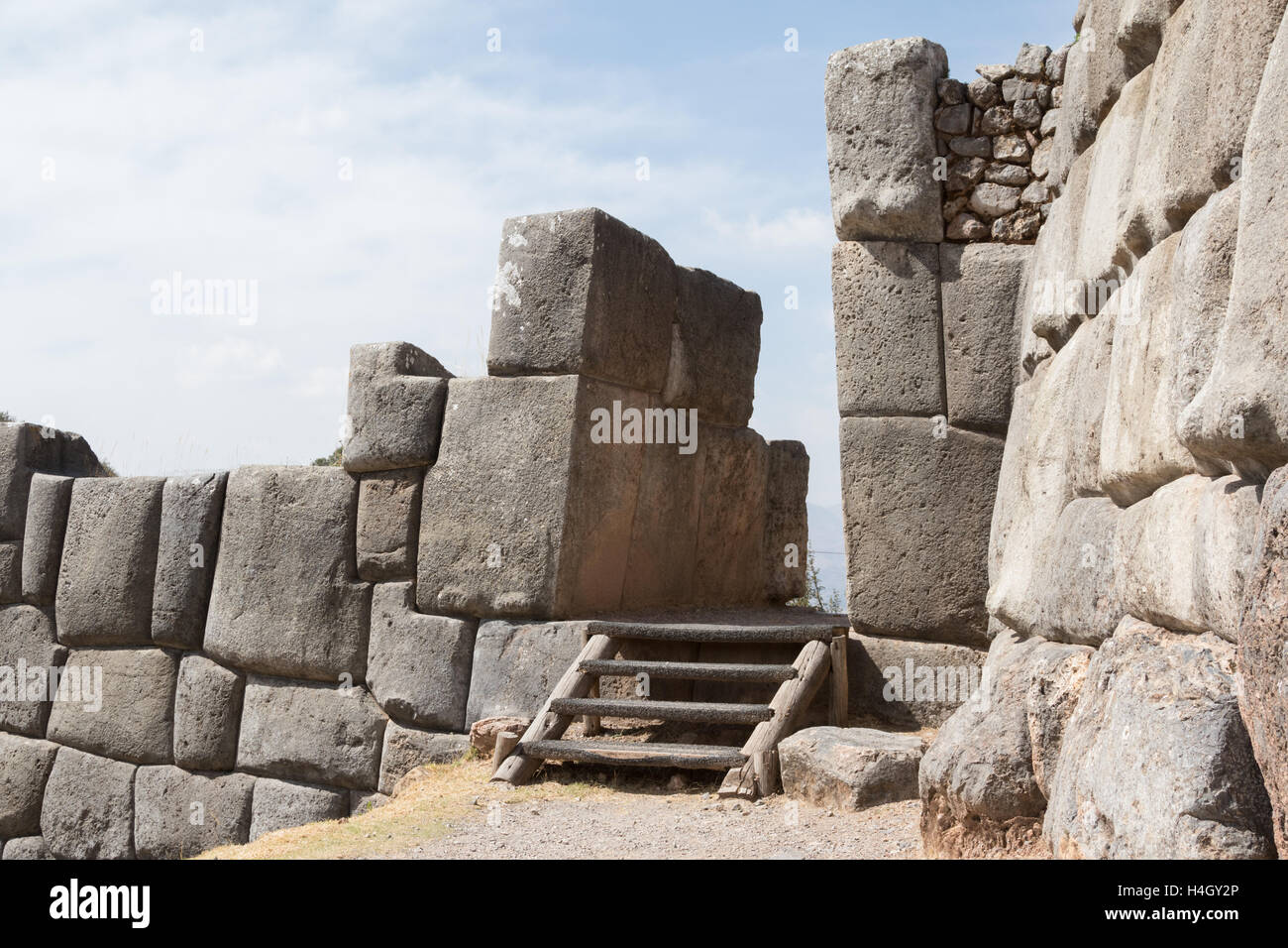 Stein-Detail von der Saksaywaman Tempel Sehenswürdigkeit in der Nähe von Cusco, Peru Stockfoto