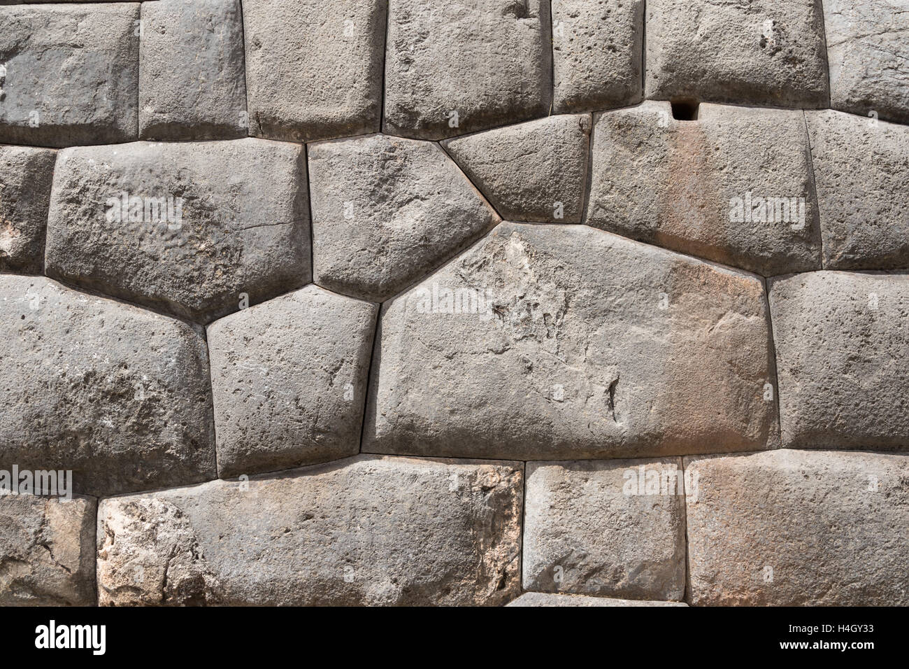 Eine Steinmauer an der alten Inka feierlichen Anblick von Sacsaywaman Stockfoto