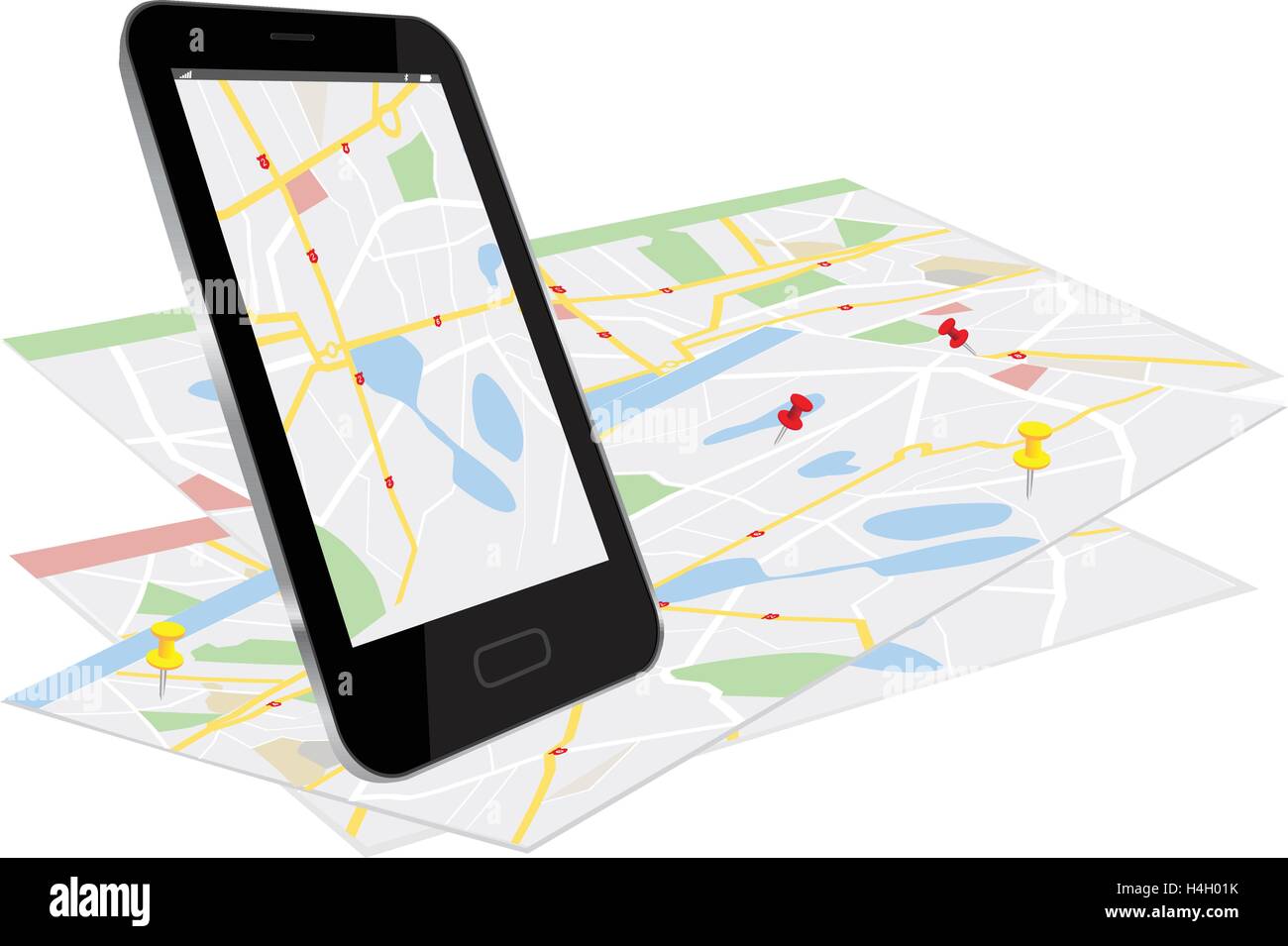 Smartphone mit Navigationssystem - mobile Gps 3d Konzept Stock Vektor
