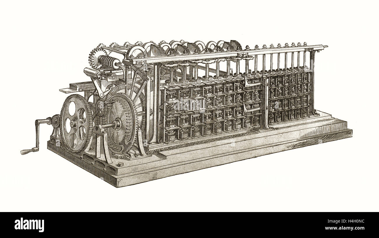 Die Difference Engine von Charles Babage, wird der erste Computer, 19. Jahrhundert Stockfoto