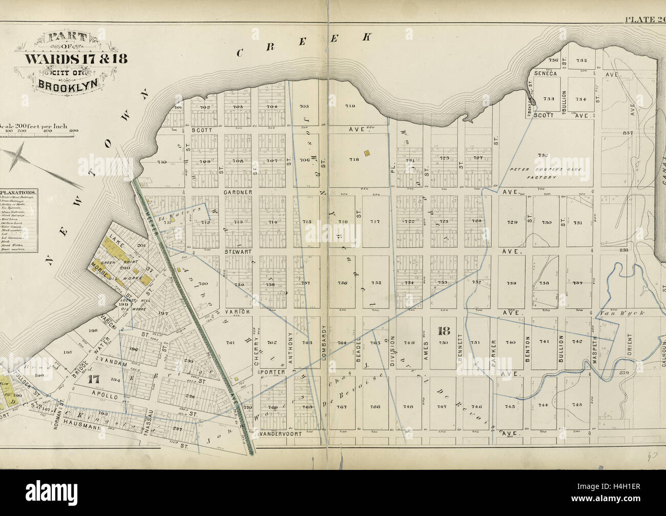 Tafel 26: Teil 17 & 18 Stationen. Stadt von Brooklyn, New York, USA Stockfoto