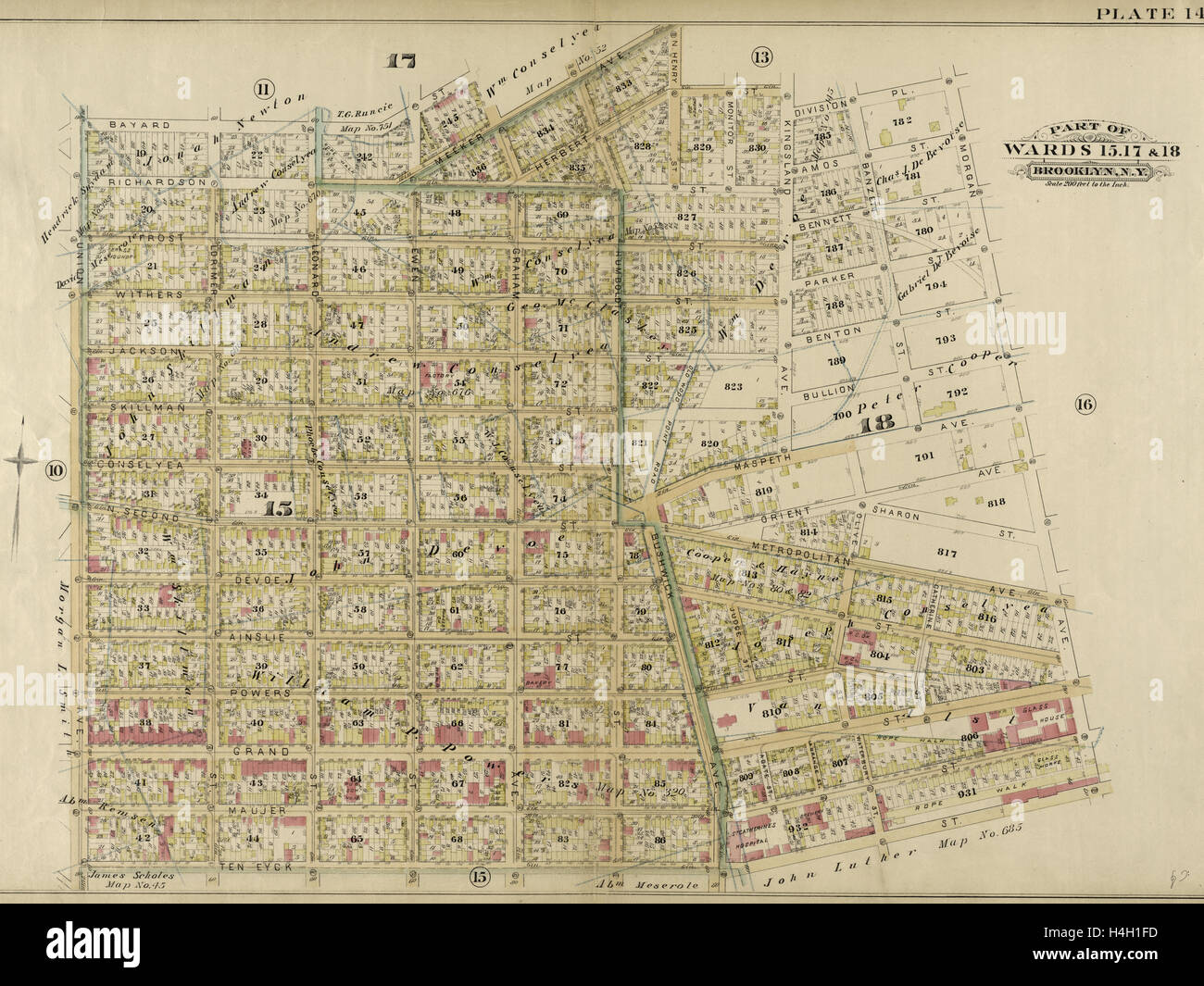 Tafel 14: Teil 15, 17 & 18 Stationen. Brooklyn, N.Y. Stockfoto