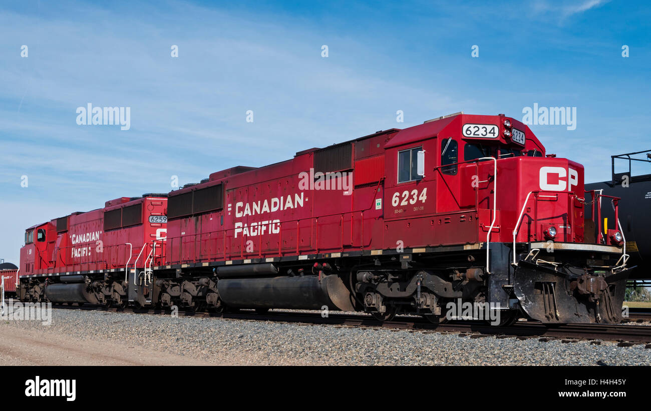 Canadian Pacific Railway Lokomotiven, Medicine Hat, Alberta, Kanada Stockfoto