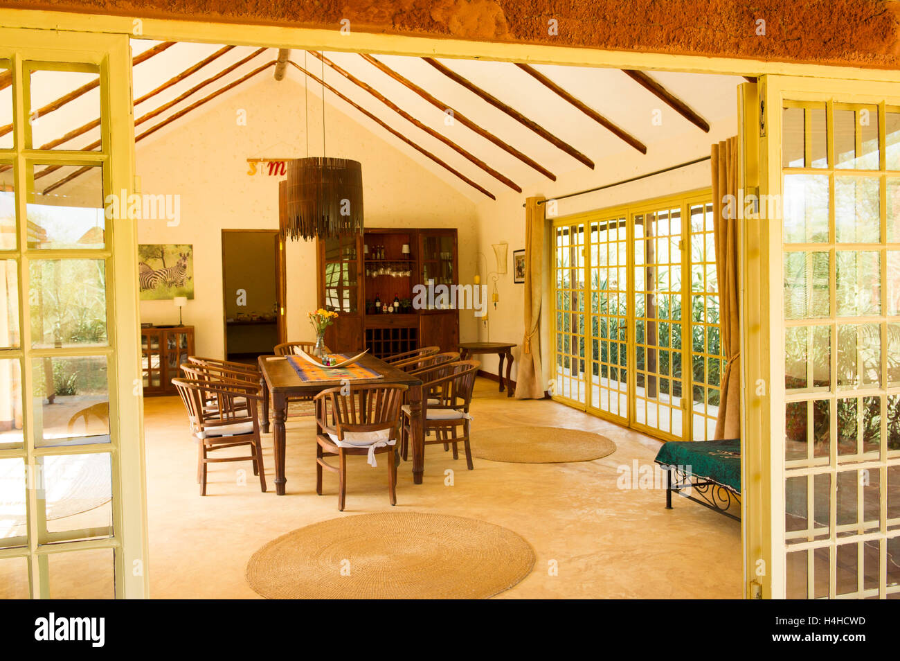 Esszimmer, Kili Villa, Arusha, Tansania Stockfoto