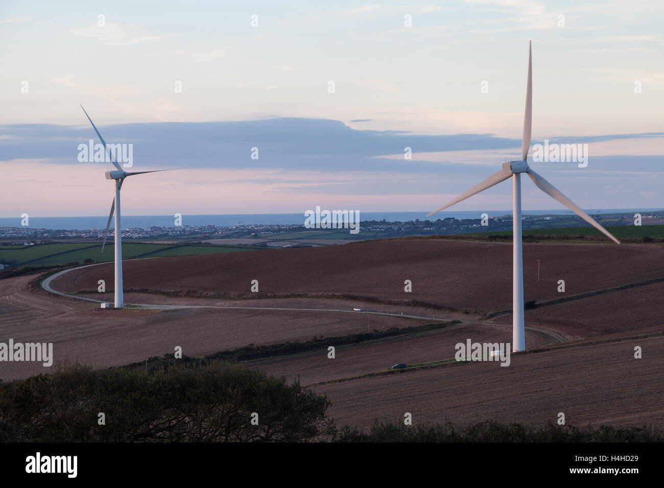 Windkraftanlagen in Cornwall Stockfoto