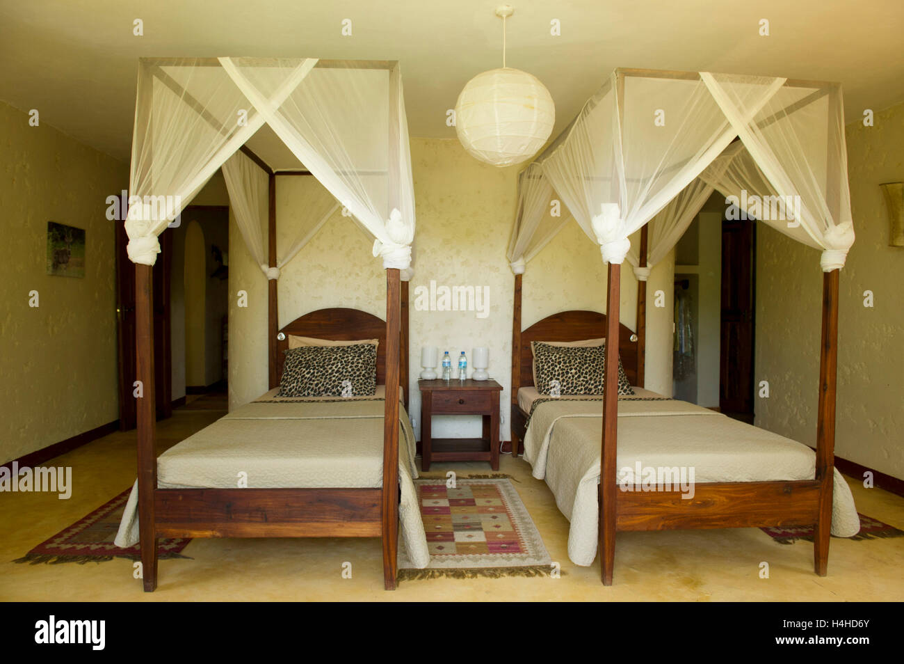 Schlafzimmer, Kili Villa, Arusha, Tansania Stockfoto