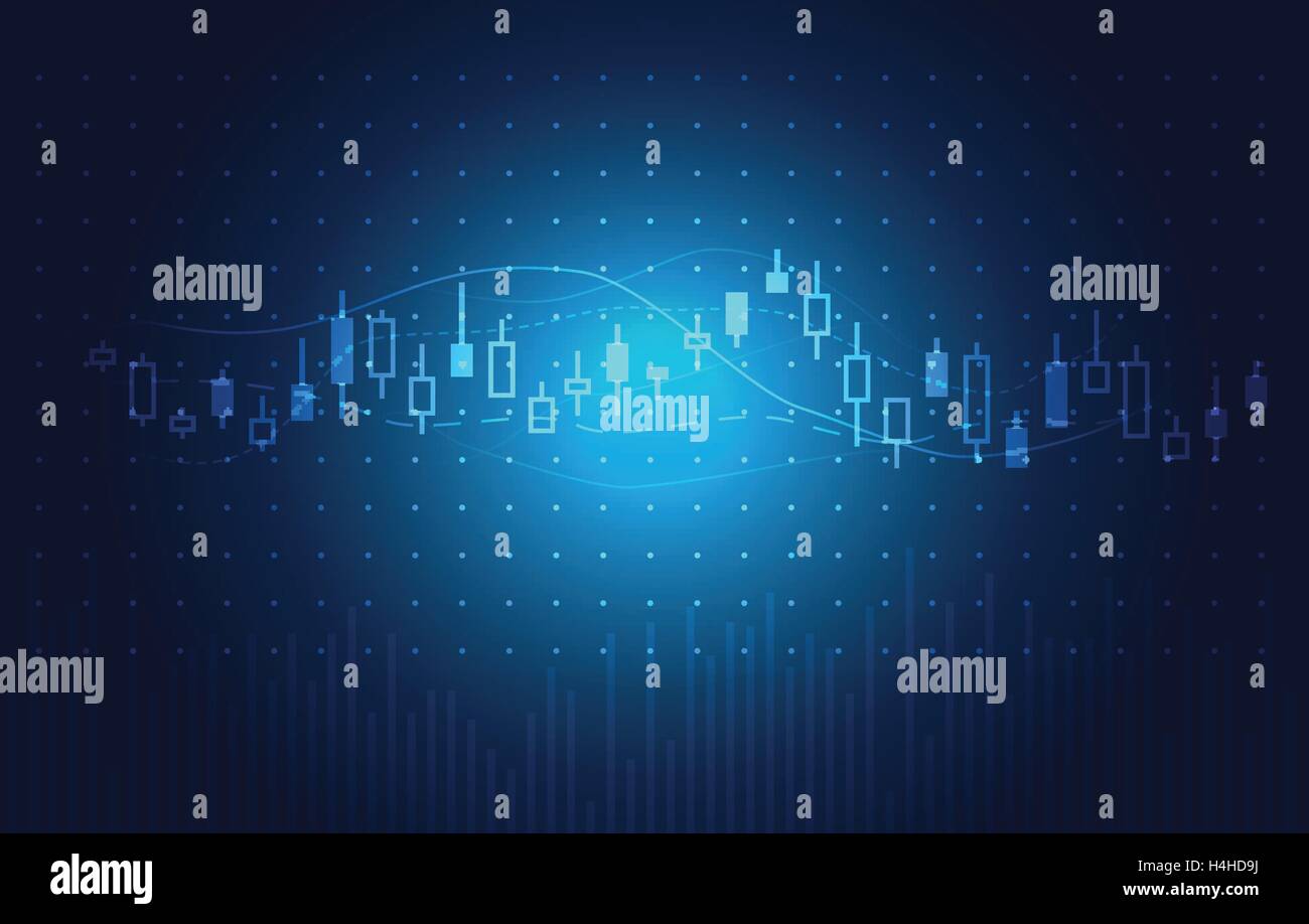 Blauer Hintergrund Fachkonzept über Investitionen in Aktien. Stock Vektor