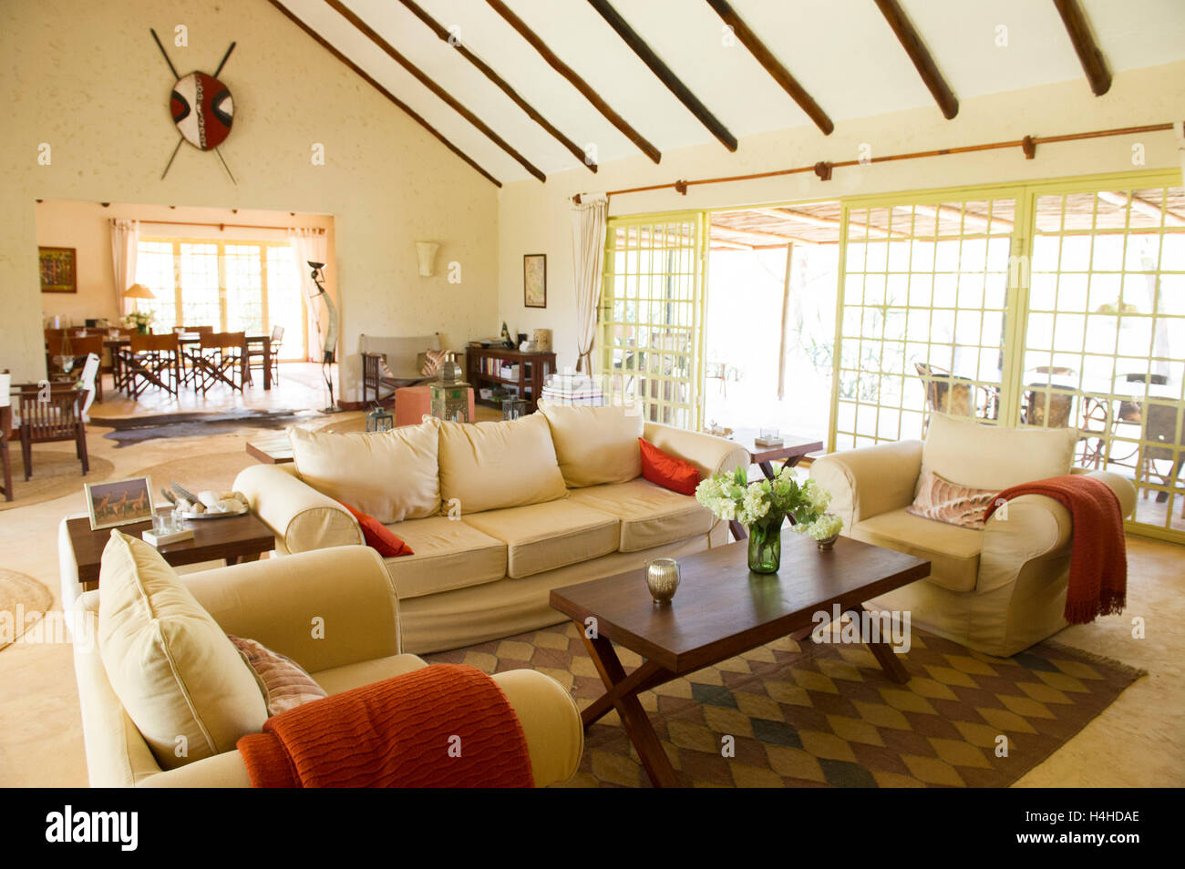 Lounge, Kili Villa, Arusha, Tansania Stockfoto