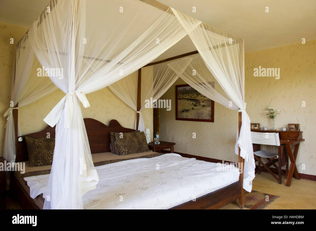 Schlafzimmer, Kili Villa, Arusha, Tansania Stockfoto