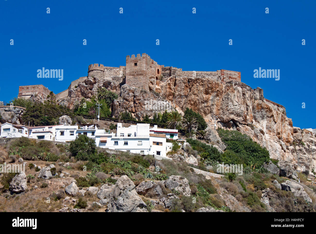 Die maurische Burg von Salobrena, Costa Tropical, Provinz Granada, Andalusien, Spanien Stockfoto