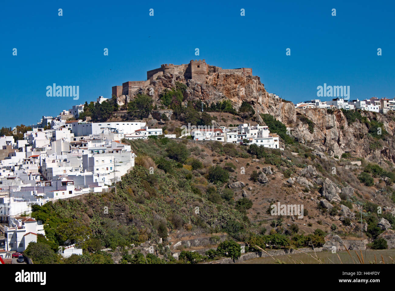 Die maurische Burg von Salobrena, Costa Tropical, Provinz Granada, Andalusien, Spanien Stockfoto