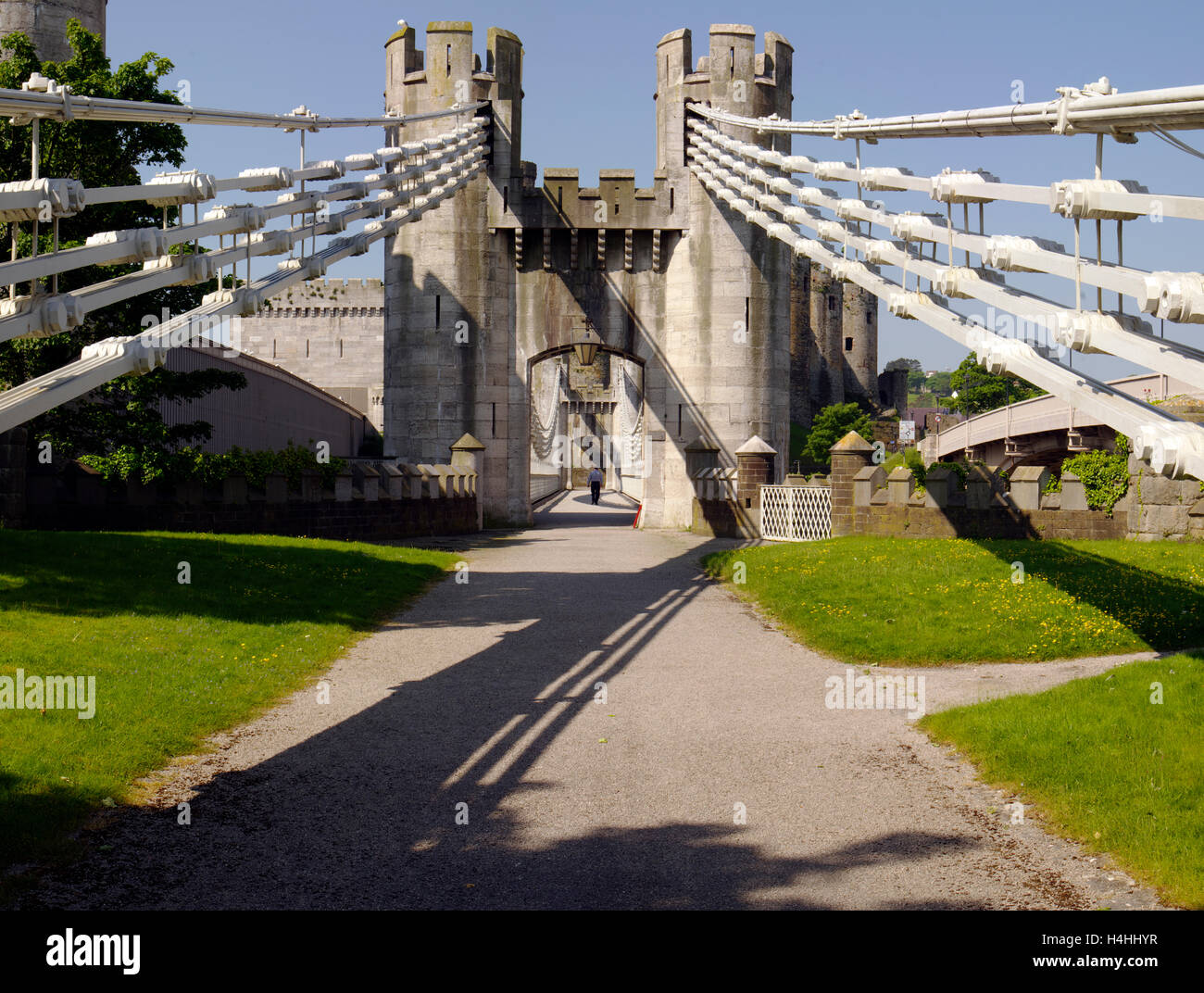 Suspension Bridge, Conwy Castle, North Wales Stockfoto