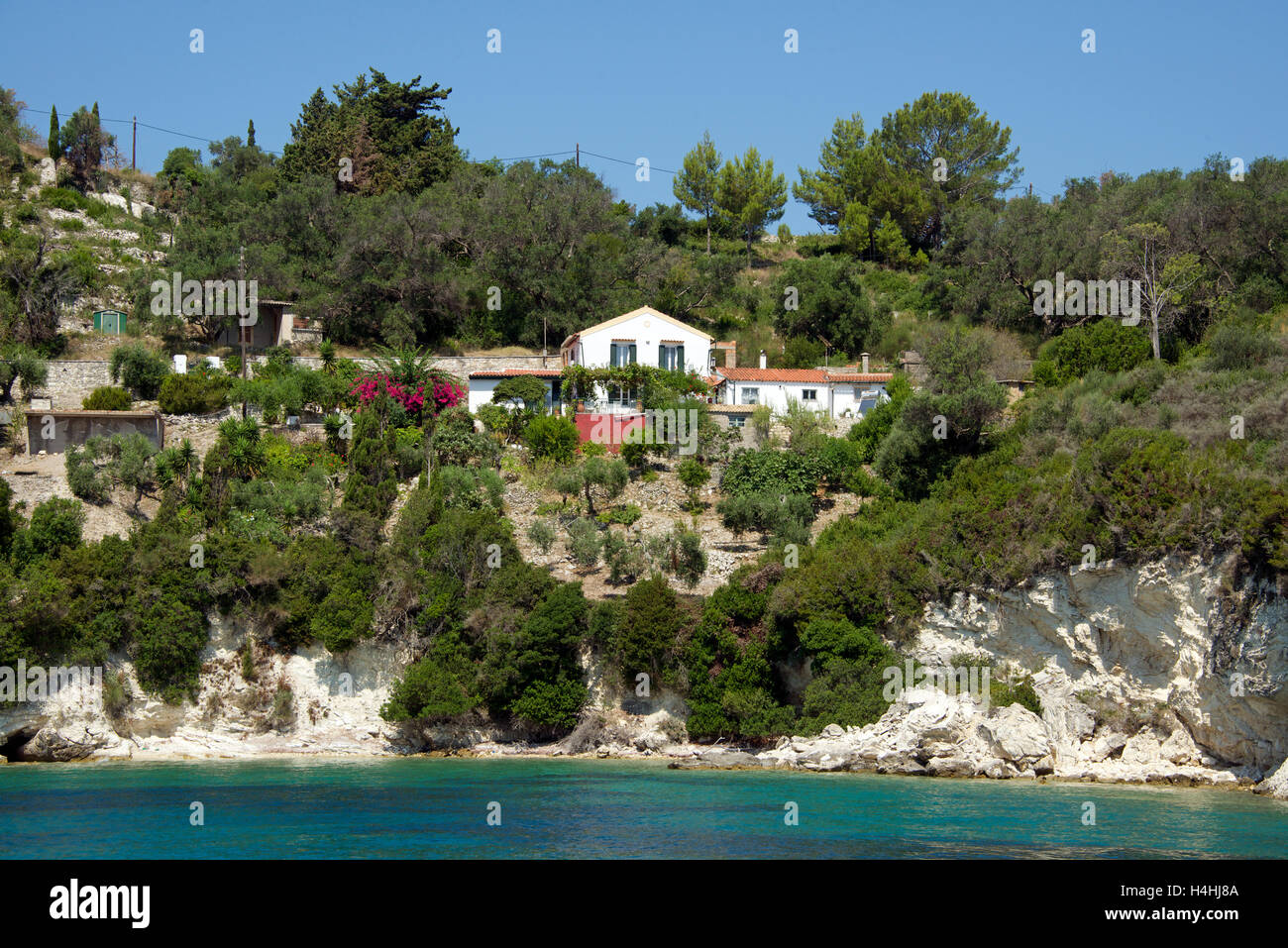 Große Villa mit Blick aufs Meer Logos Paxos Ionische Inseln Griechenland Stockfoto