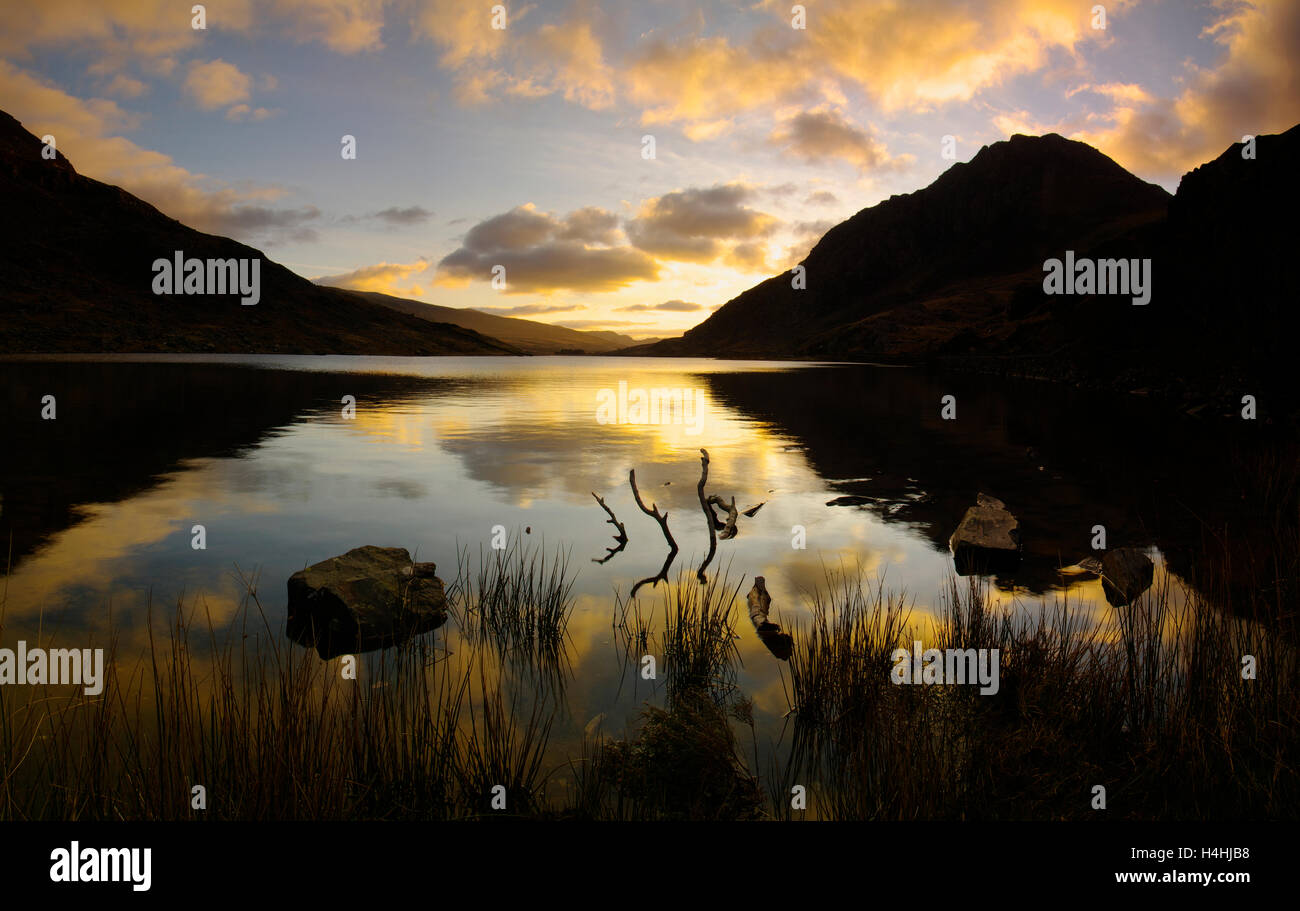 Llyn Ogwen, Ogwen Valley, Snowdonia, Stockfoto