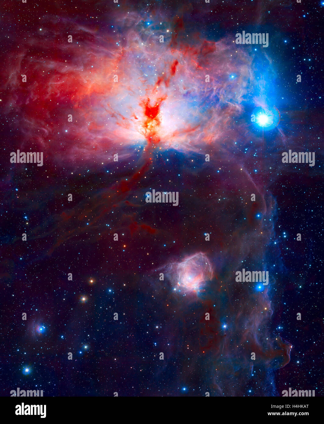 Sternentstehungsregion Flame-Nebel im Sternbild Orion. Stockfoto