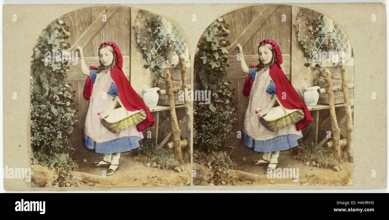 Little Red Riding Hood klopft an Großmütter Tür, der London stereoskopische Company, 1856 Stockfoto