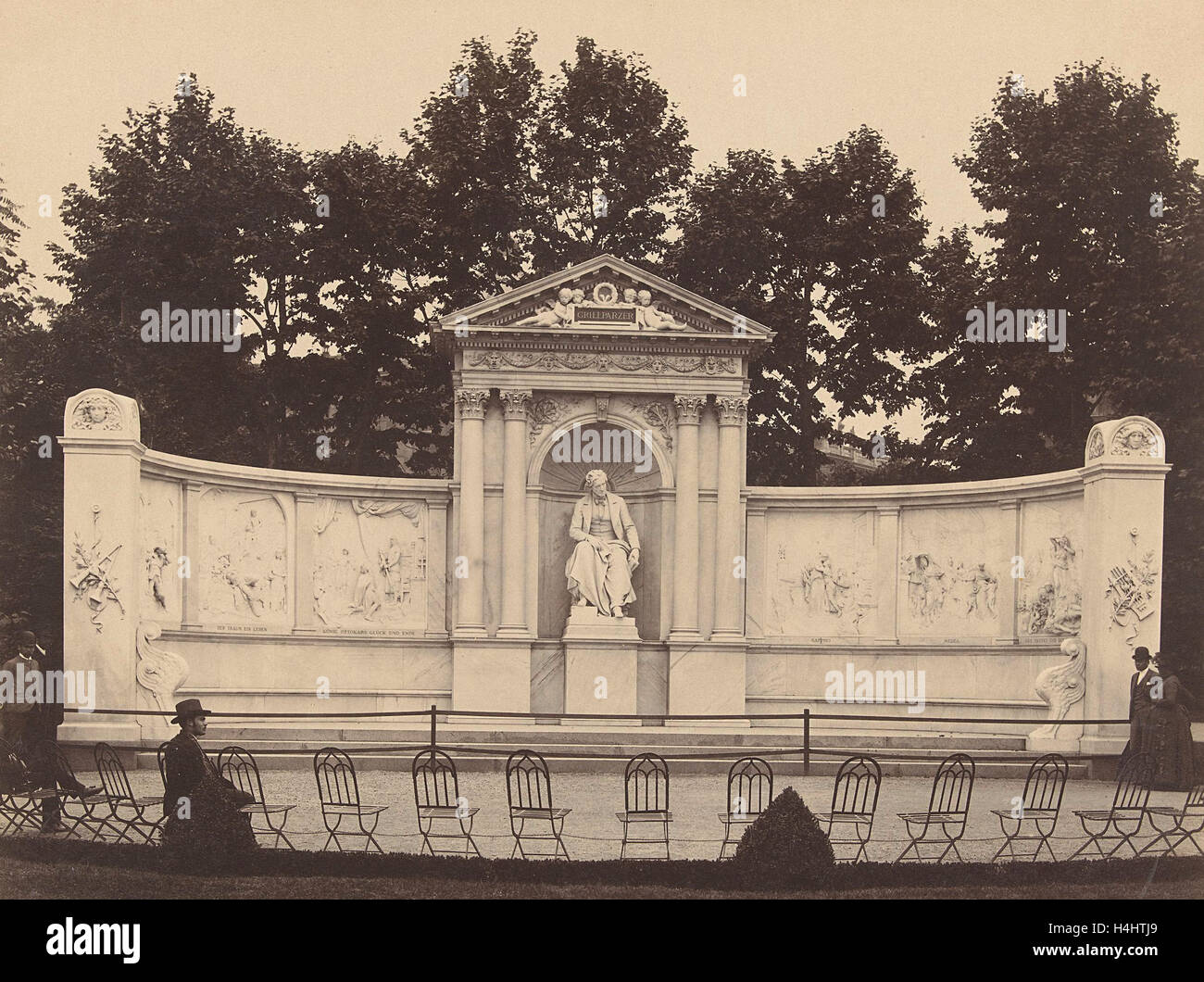 Denkmal für Franz Grillparzer im k.k. Volksgarten in Vienna Austria, M. Frankenstein & Co., Michael Frankenstein, 1850-1900 Stockfoto