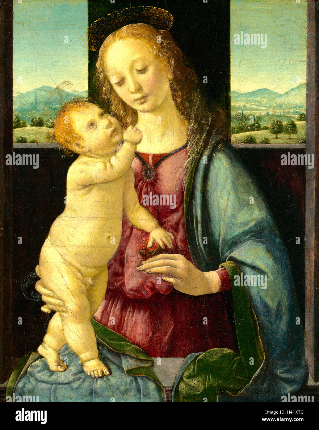 Lorenzo di Credi, Italienisch (c. 1457-1459-1536), Madonna und Kind mit einem Granatapfel, 1475-1480, Öl auf Holz Stockfoto