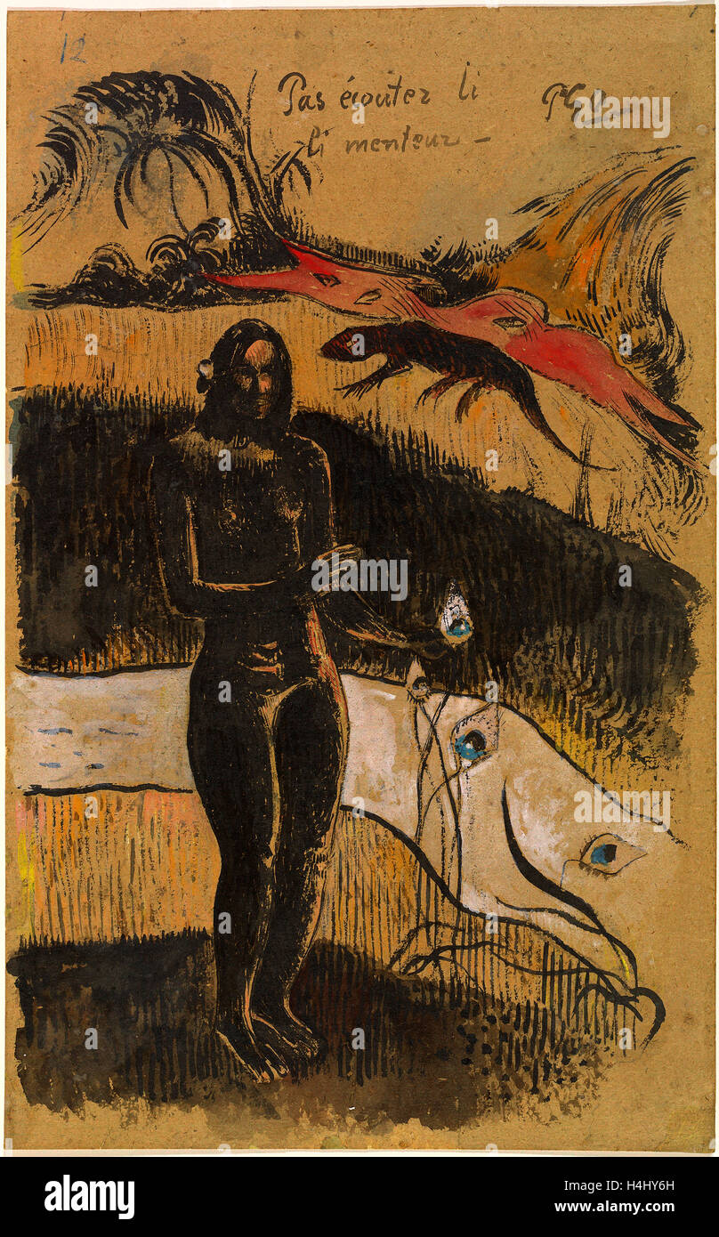 Paul Gauguin, Französisch (1848-1903), Kirchenschiff Kirchenschiff Fenua wahrscheinlich 1894, Pinsel, Gouache und Indien Tinte mit Feder und Tusche Stockfoto