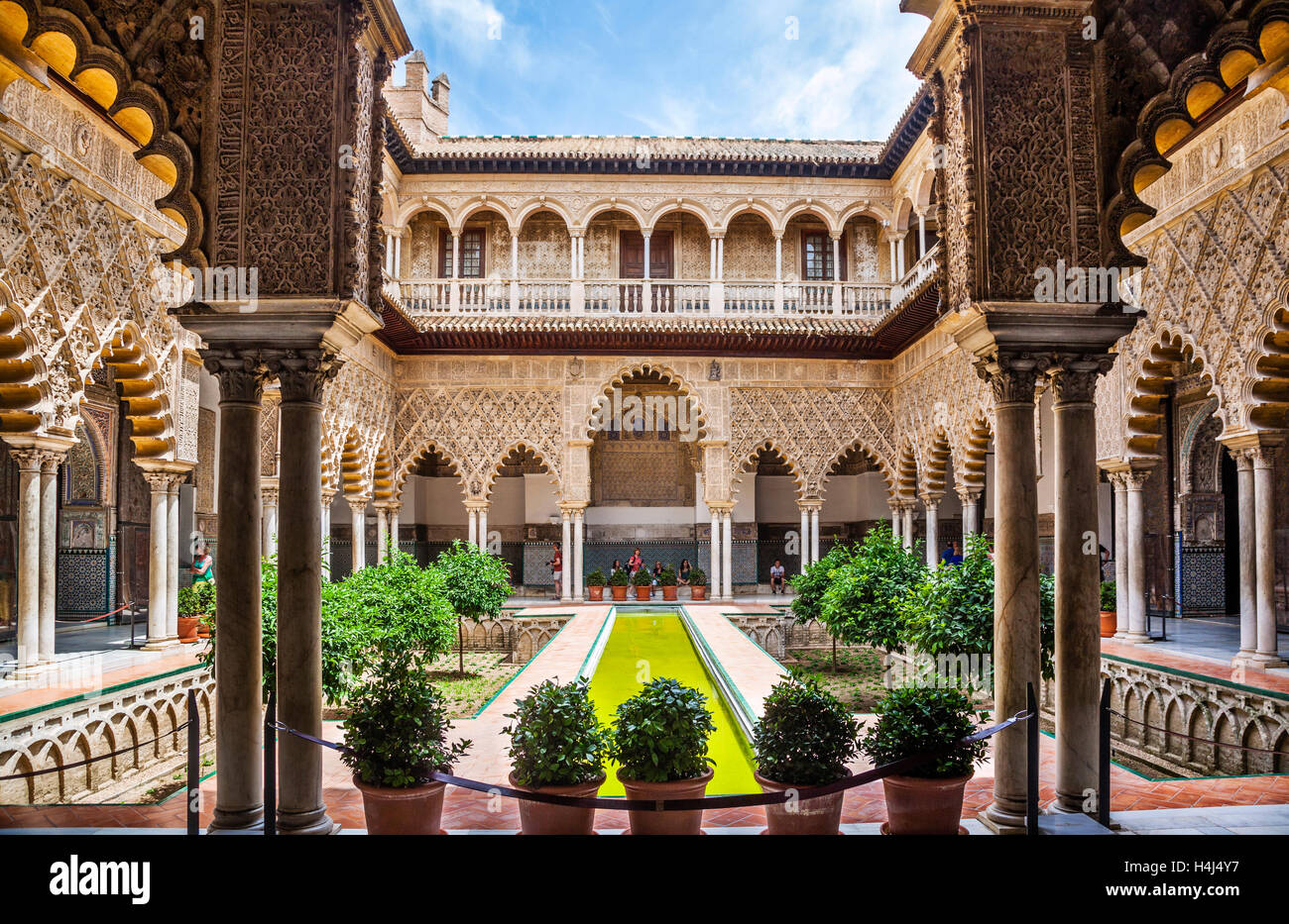 Spanien, Andalusien, Provinz Sevilla, Sevilla, Alcazar, Patio de Las Huasaco, Innenhof der Jungfrauen Stockfoto