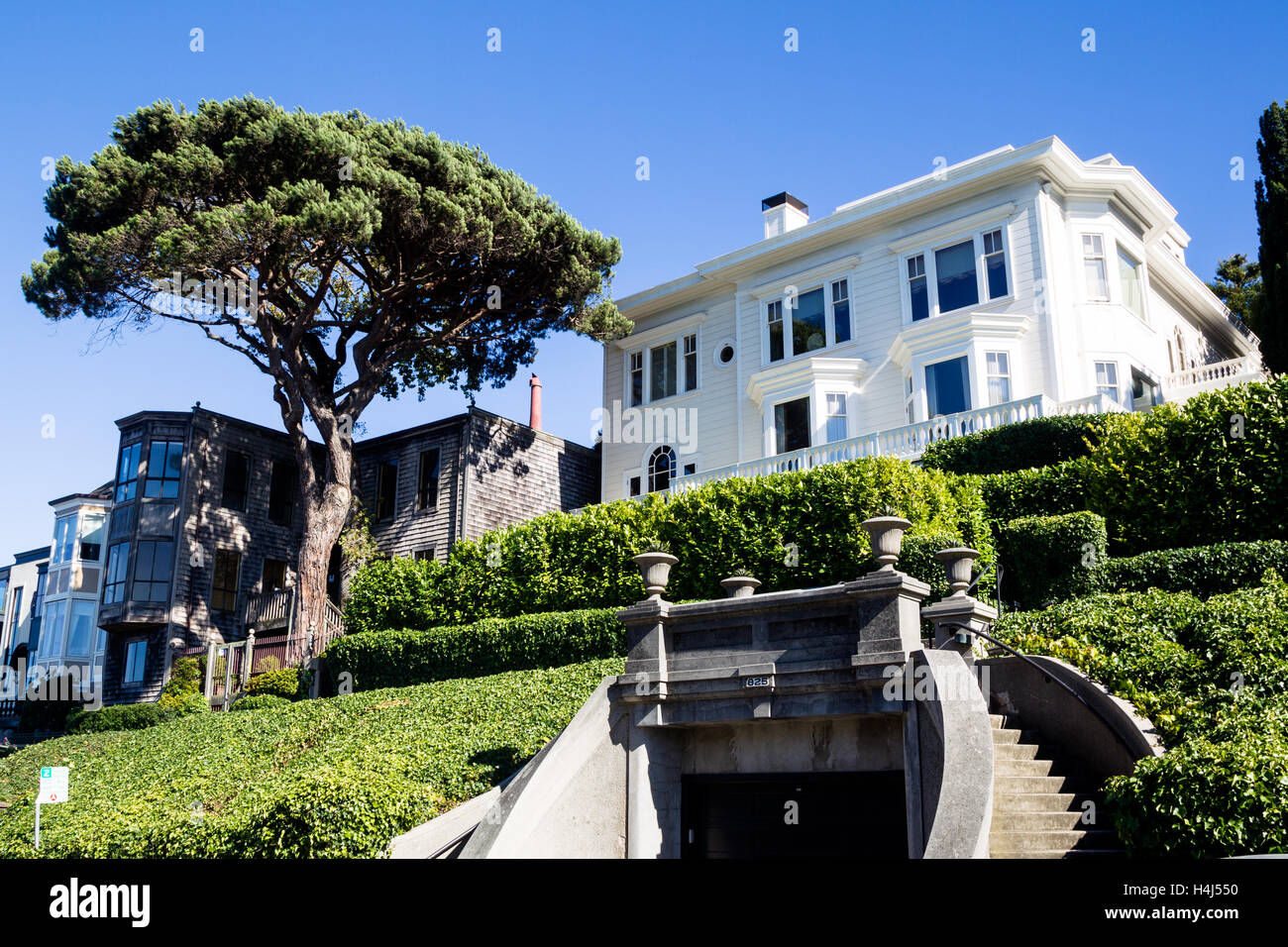 Villa in der Innenstadt von San Francisco, Kalifornien, USA. Stockfoto