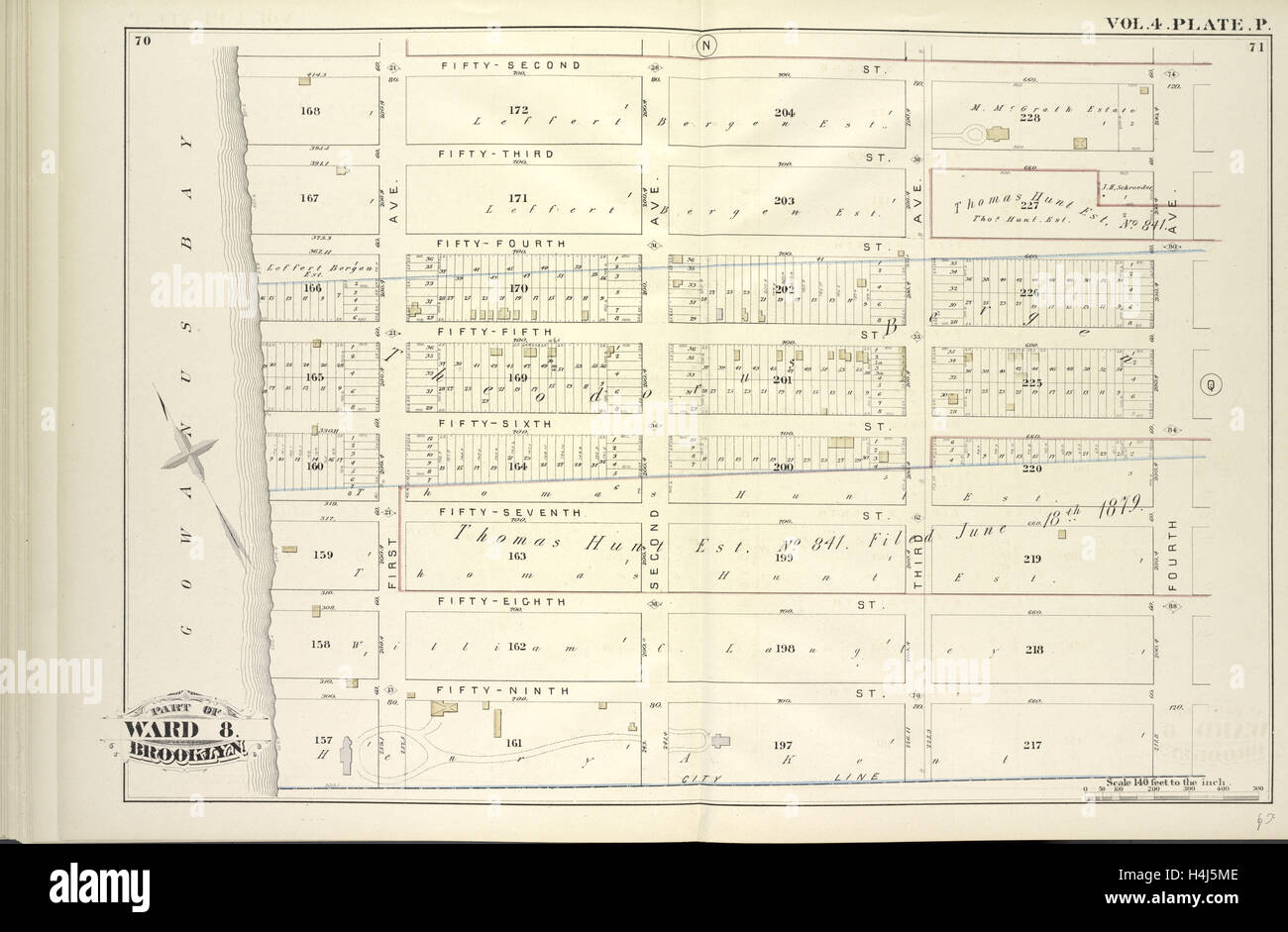 Bd. 4. Platte, s. Karte durch zweiundfünfzigsten, Fourth Ave., City Line Gowanus Bay gebunden; Einschließlich dreiundfünfzigsten St., 54. St. Stockfoto