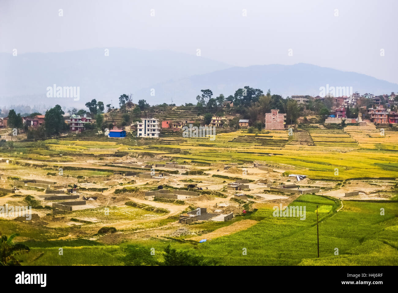 Ziegelherstellung Gegend am Stadtrand von Bhaktapur, Nepal. Stockfoto
