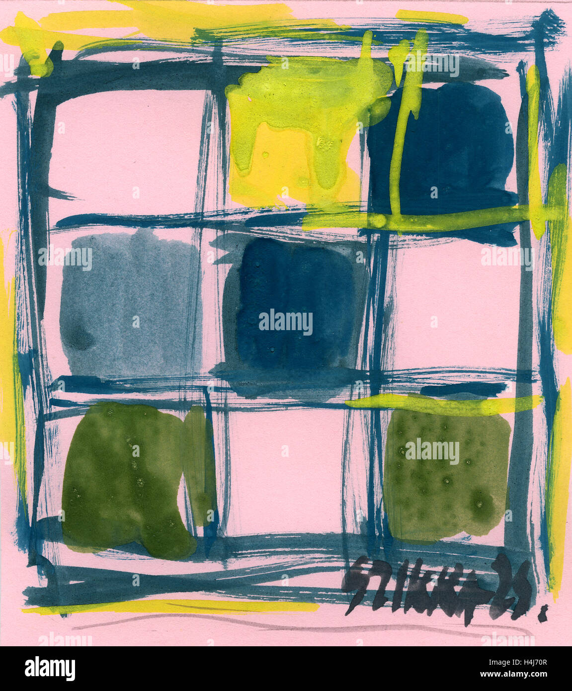 Susan Szikra, gelb und blau, abstrakten Expressionismus Stockfoto