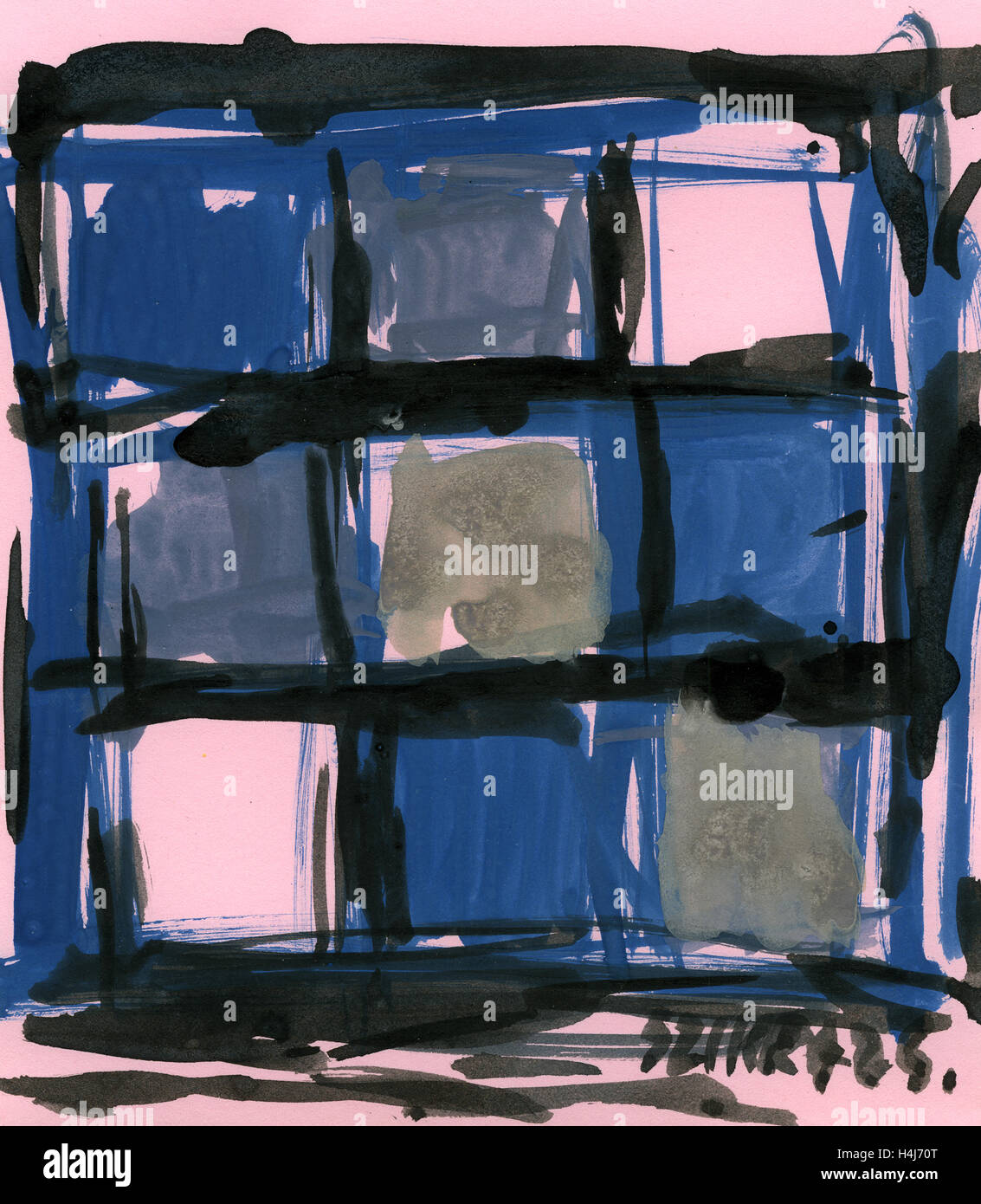 Susan Szikra, blaue Eindruck abstrakter Expressionismus, poetischen Geist, eine Reise durch Farben Stockfoto