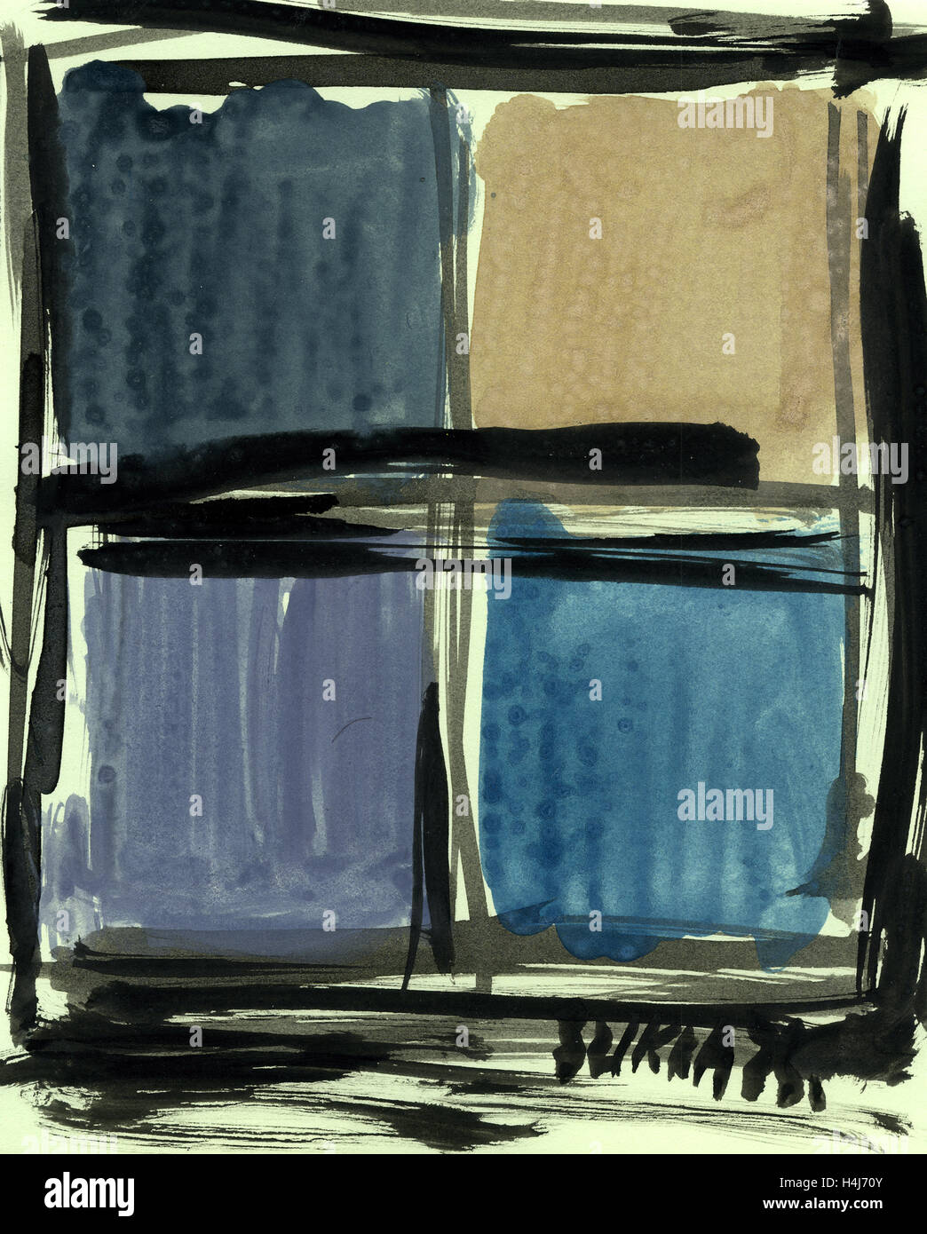 Susan Szikra, 4 Plätze, das Fenster im abstrakten Expressionismus Stockfoto