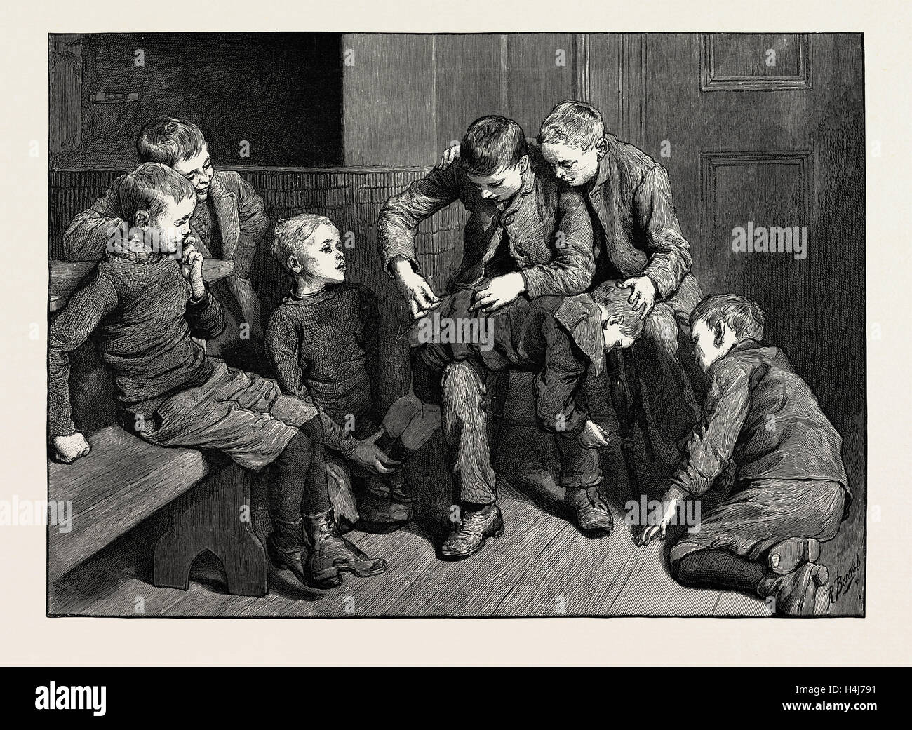 EINE SKIZZE IM BÜRO DER NATIONAL SOCIETY FOR THE PREVENTION OF CRUELTY FÜR KINDER Stockfoto