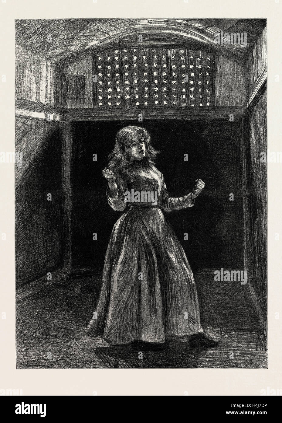 WEIBLICHE GEFANGENE LEBEN IN WOKING, GROßBRITANNIEN, 1889: IN DER GEPOLSTERTEN RAUM, FEUERFEST Stockfoto