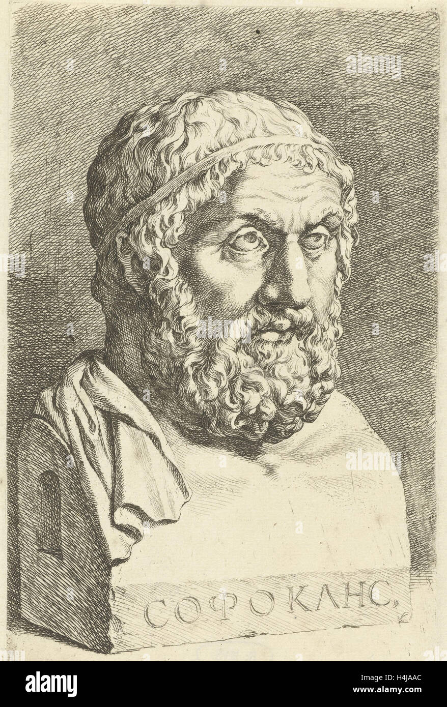 Porträt Büste von Sophokles, Jan de Bisschop, 1666-1671 Stockfoto
