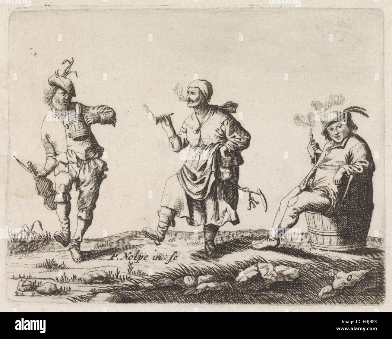 Tanzende Bauern, Anonymous, Pieter Jansz. Quast, 1623-1703 Stockfoto