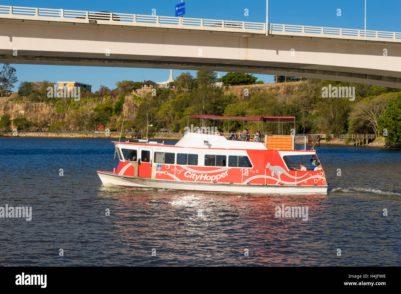 Personen an Bord der freien CityHopper ferry in Brisbane Stockfoto