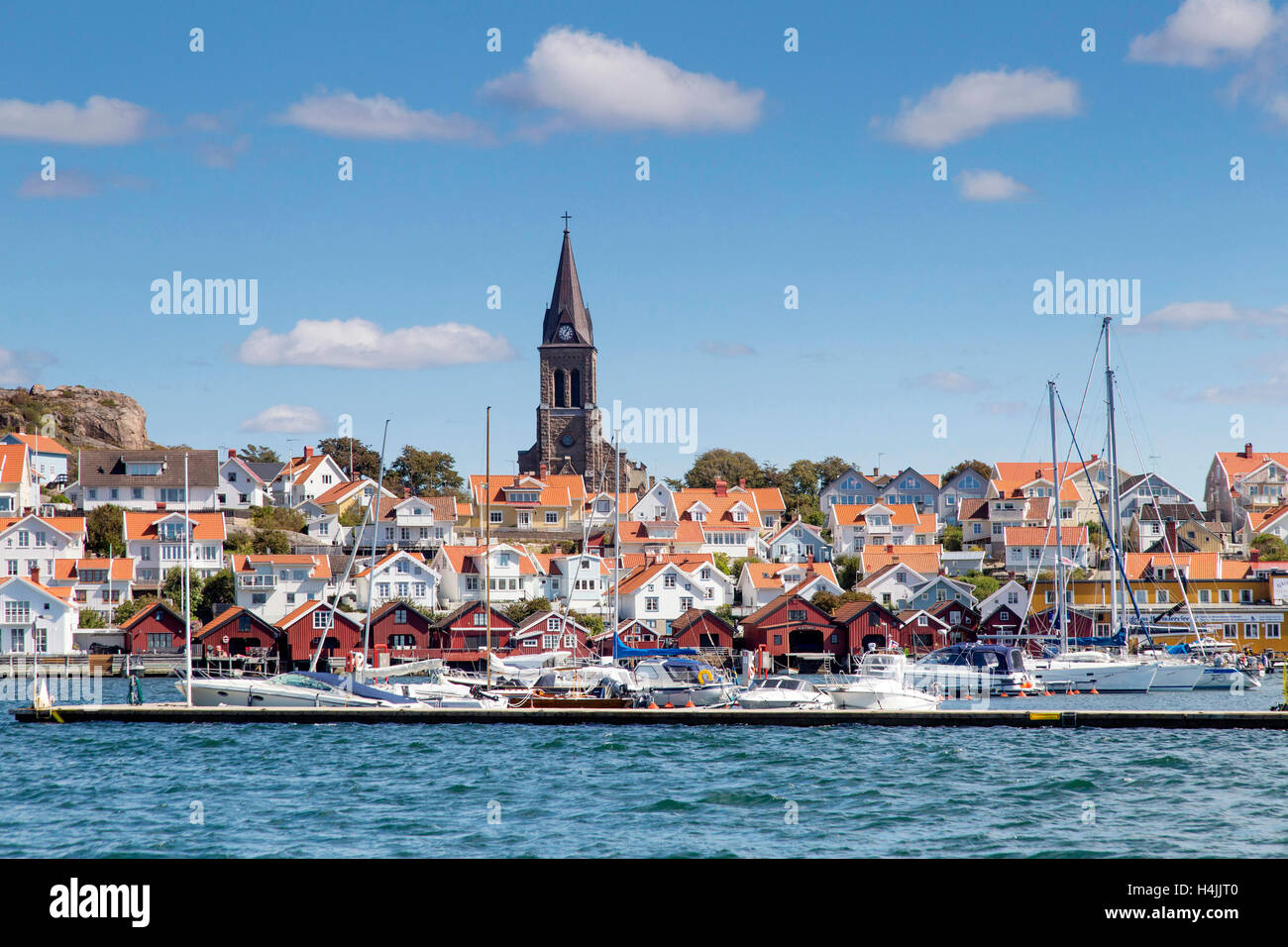 Gast-Hafen, Häuser, Lysekil, Bohuslän, Westschweden, Schweden Stockfoto