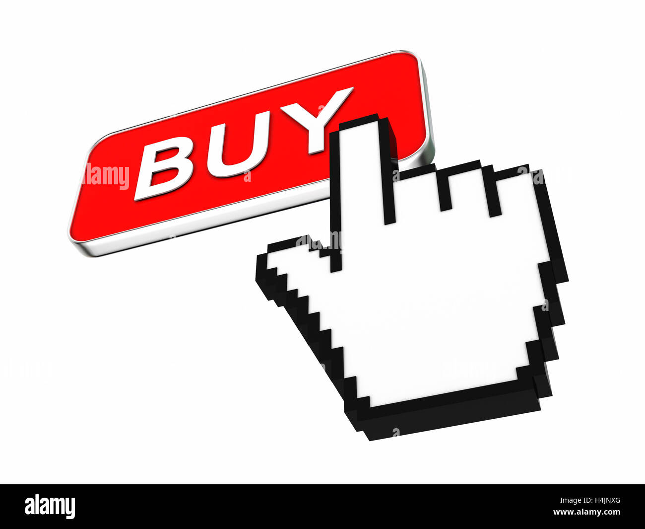 Hand-Cursor-Zeiger 3D-Rendering Stockfoto