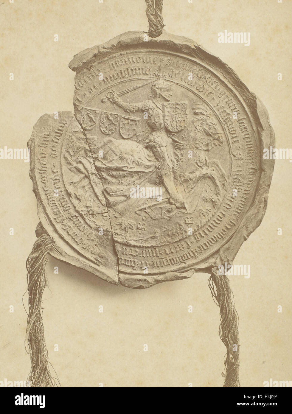 Siegel der ein unbekanntes historisches Dokument, möglicherweise unter Bezugnahme auf Karl der kühne, Maurits Verveer, c. 1865 - c. 1885 Stockfoto