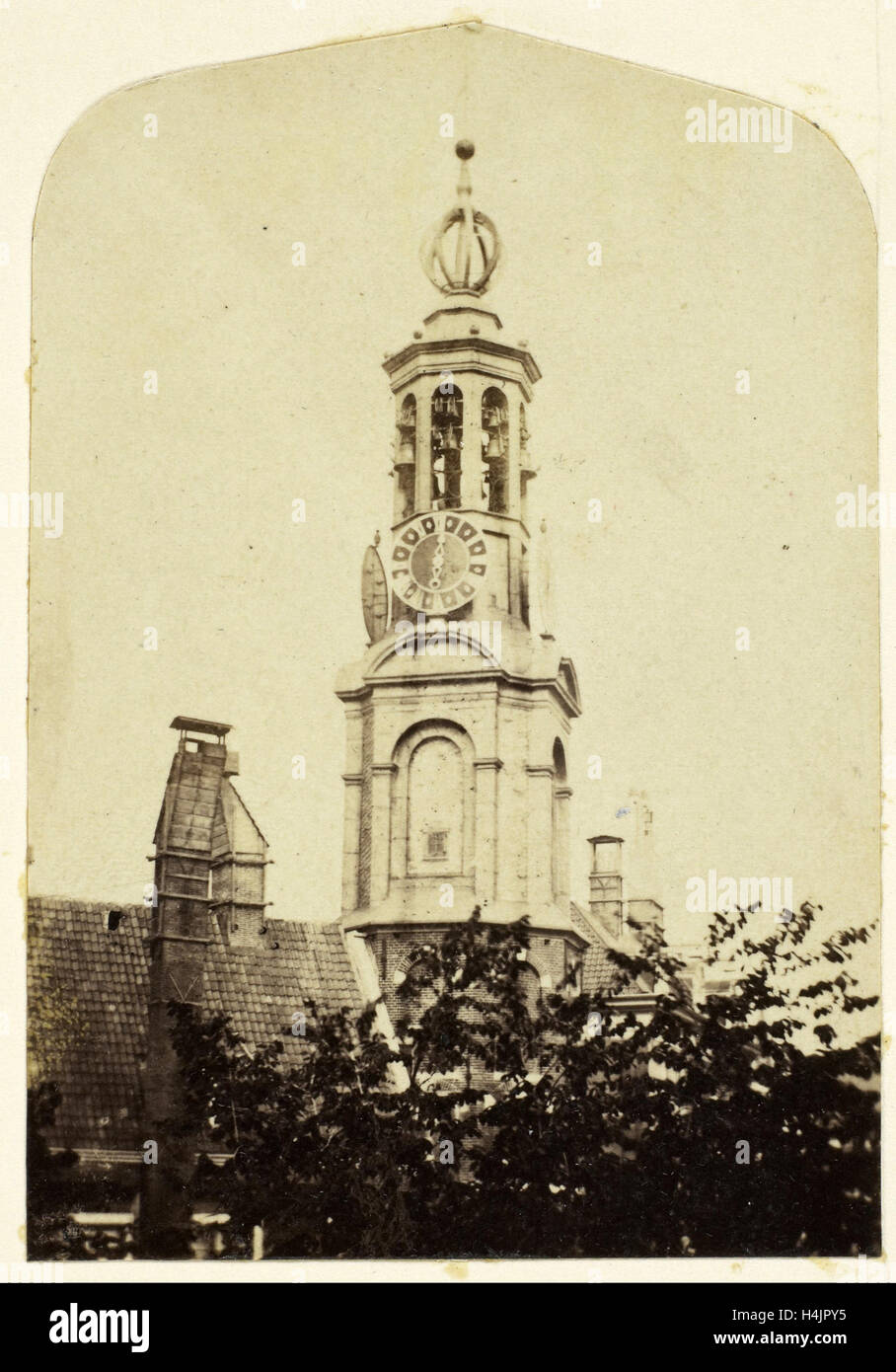 Blick vom Haus des Fotografen auf dem Munt-Turm in Amsterdam, Eduard Isaac Asser, 1852-1860, Niederlande Stockfoto